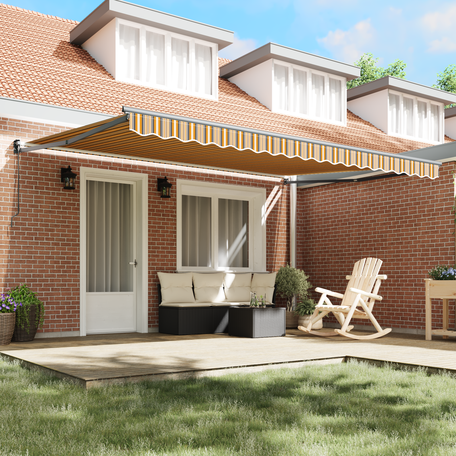 vidaXL Handmatig Uittrekbaar Ligbed Multikleur Streep 450x300 cm