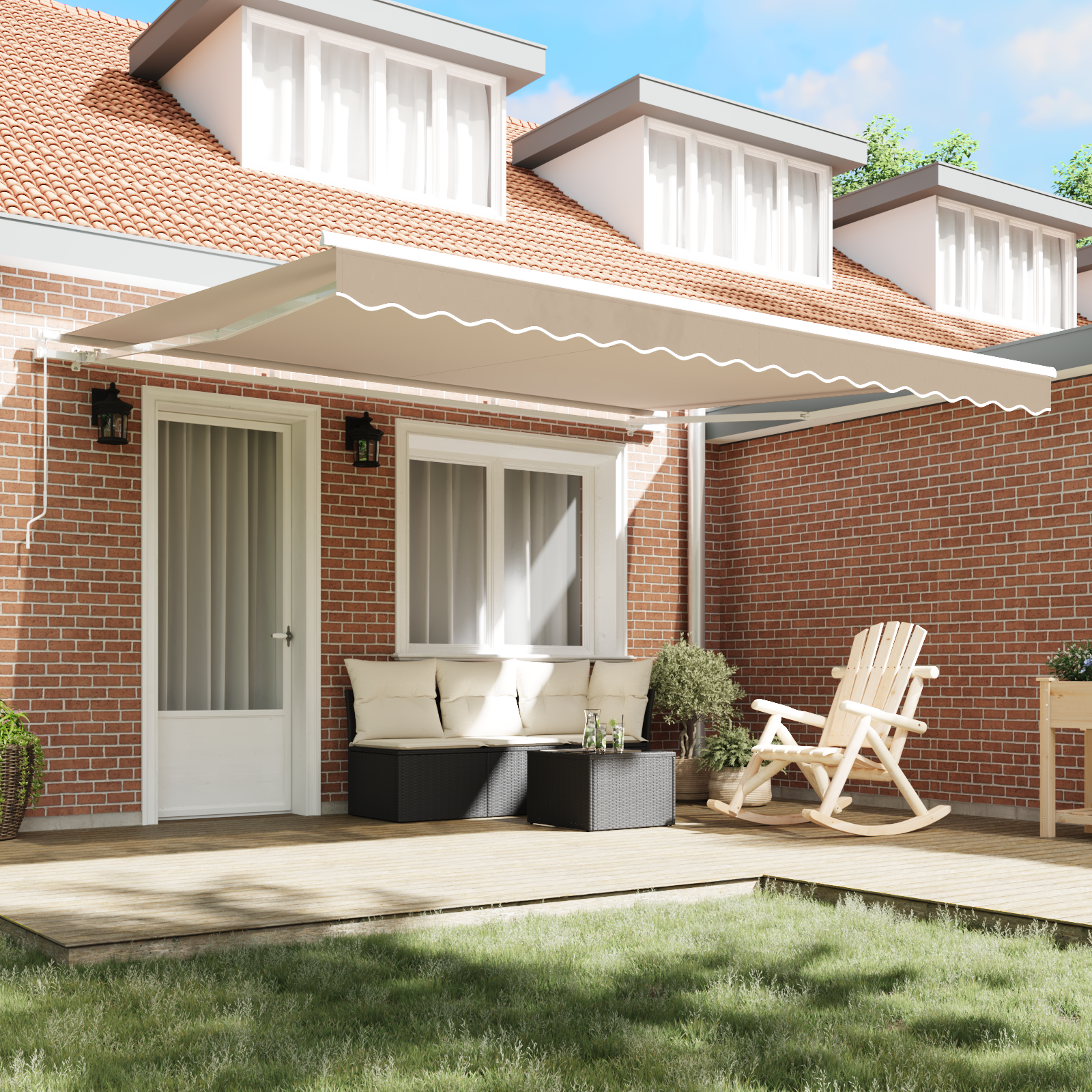 vidaXL Handbediende Uittrekbare Zonwering Beige 400x300 cm