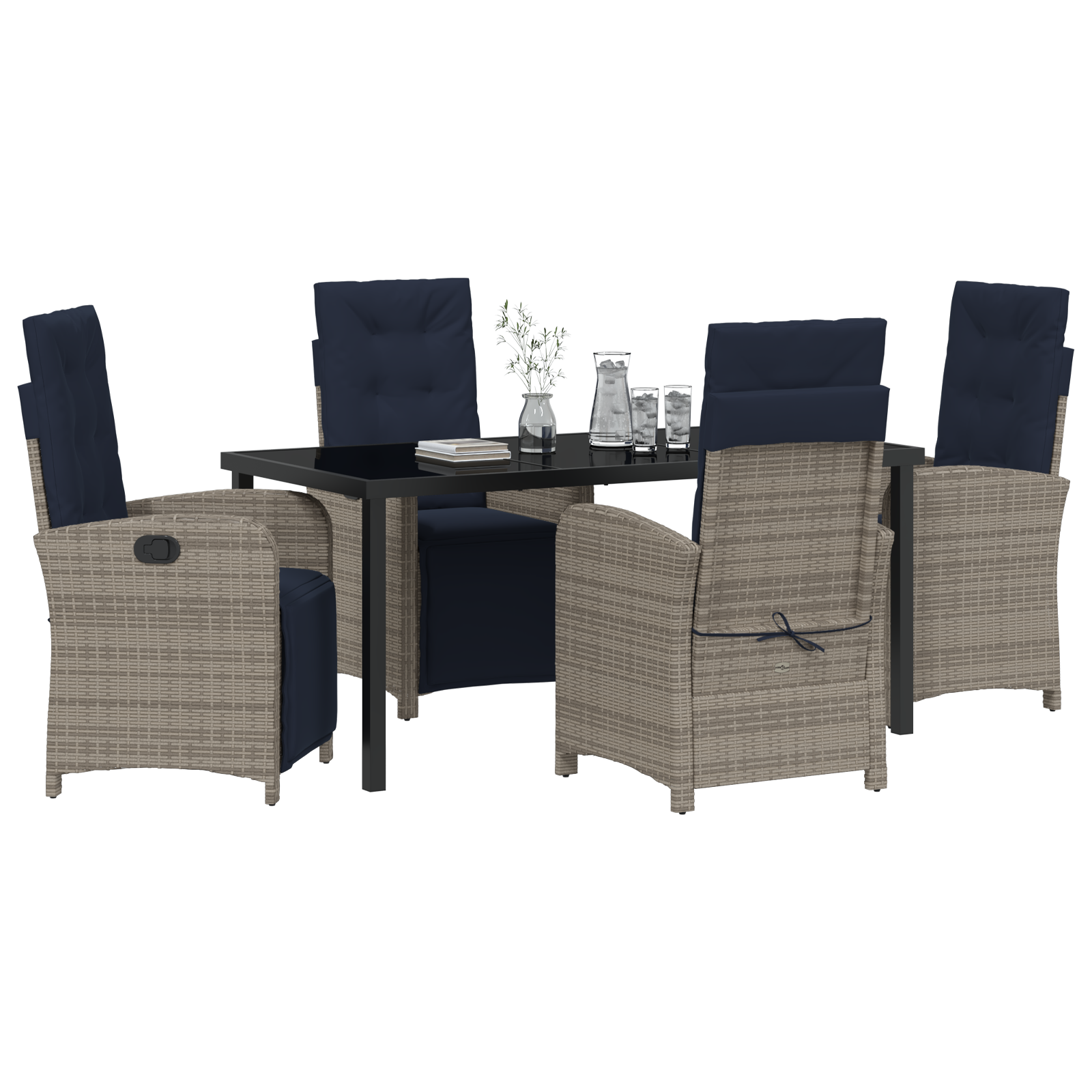vidaXL 5-delige Tuinset Grijze Poly Rattan