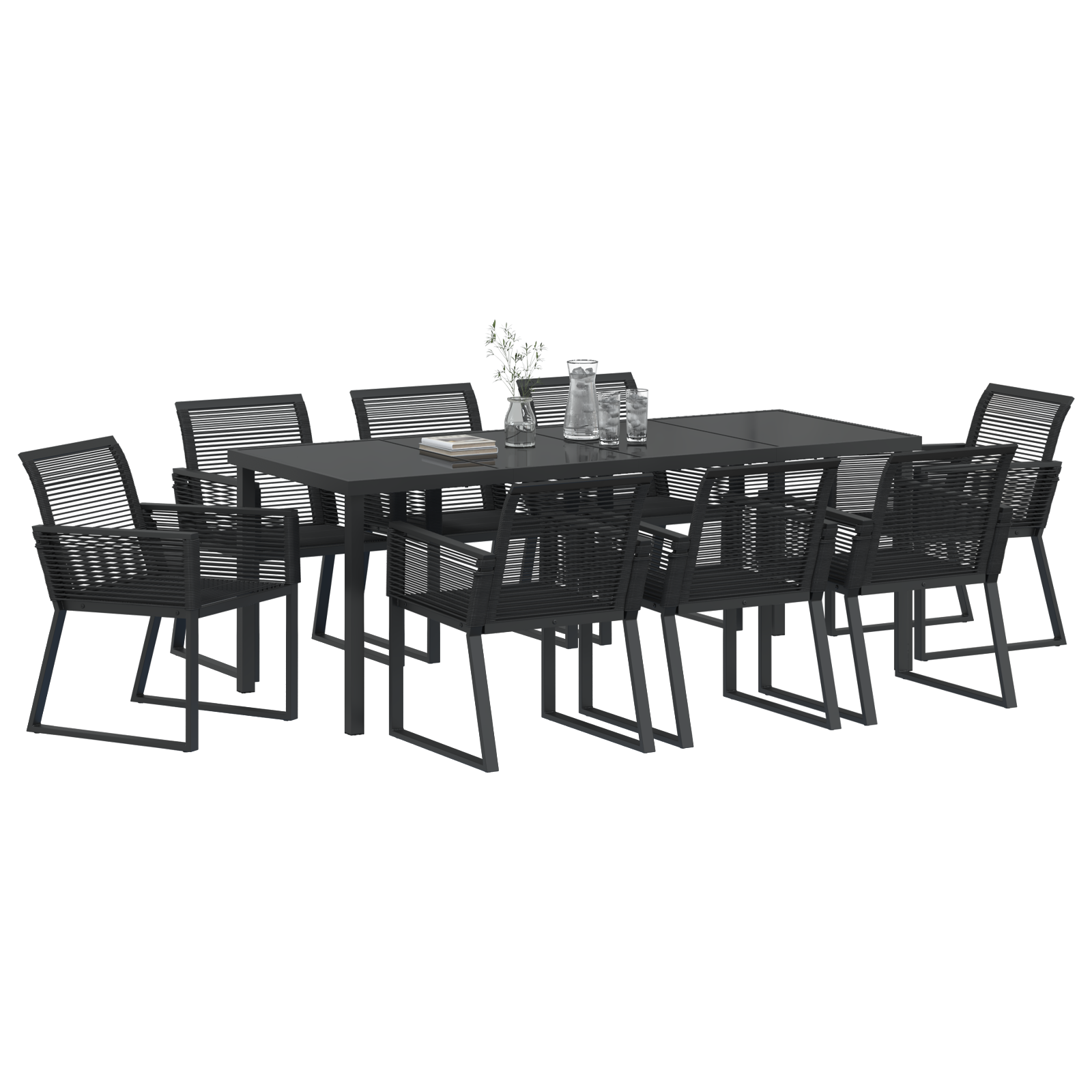vidaXL 9-delige tuinset zwart poly rattan