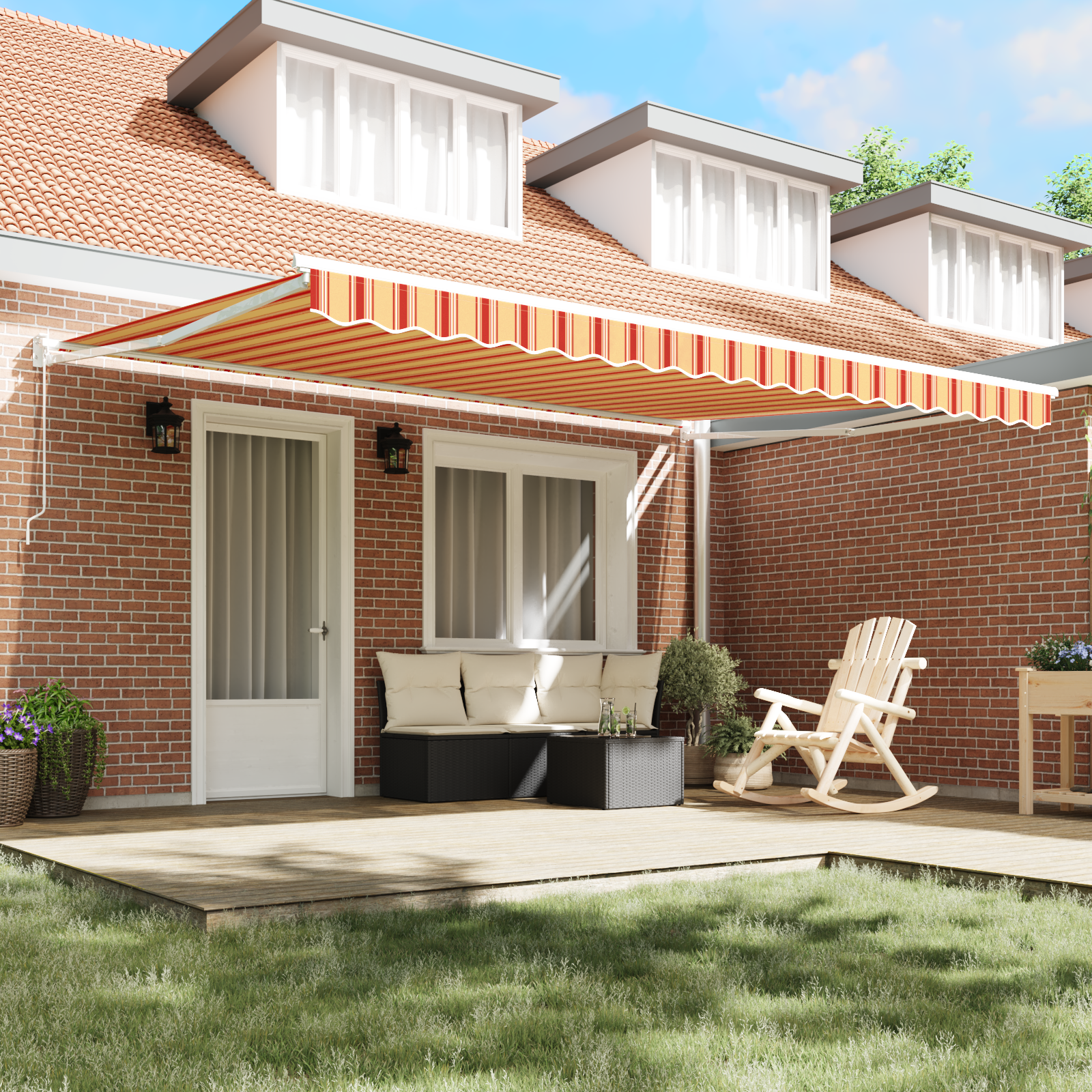 vidaXL Handmatig Uittrekbaar Ligbed Geel en Oranje 450x300 cm