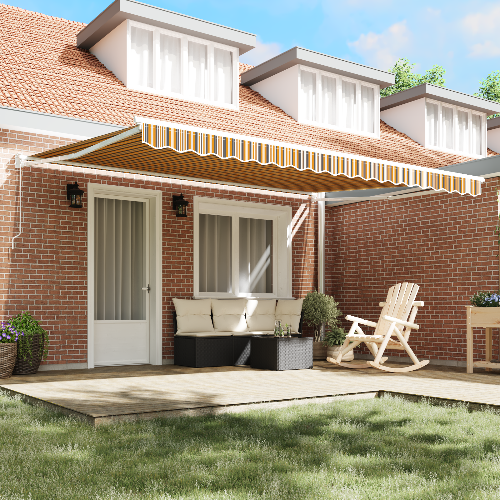 vidaXL Handbediend Uittrekbaar Ligbed Multikleur Strook 450x300 cm
