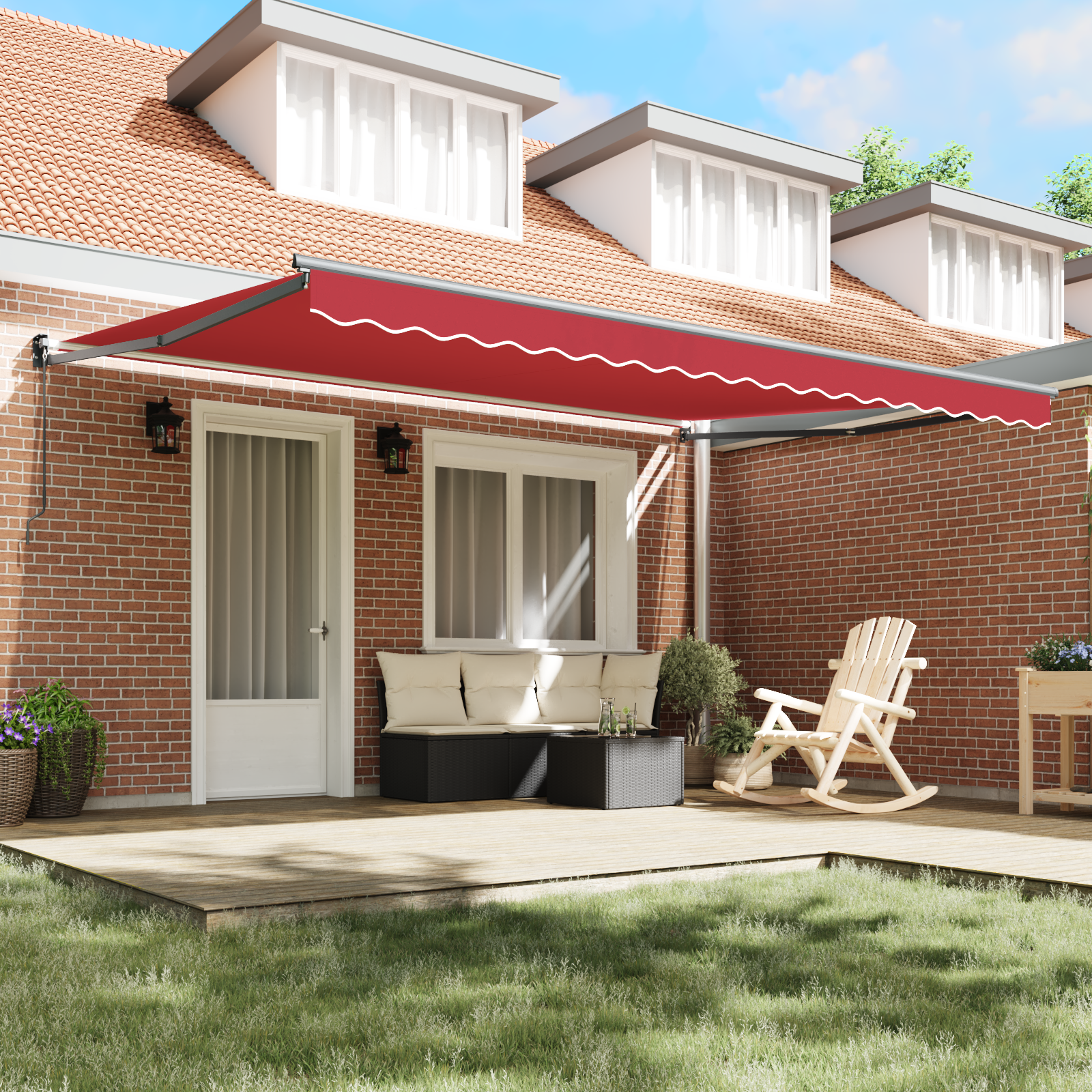 vidaXL Handbediende Uittrekbare Ligbed Rood 450x300 cm