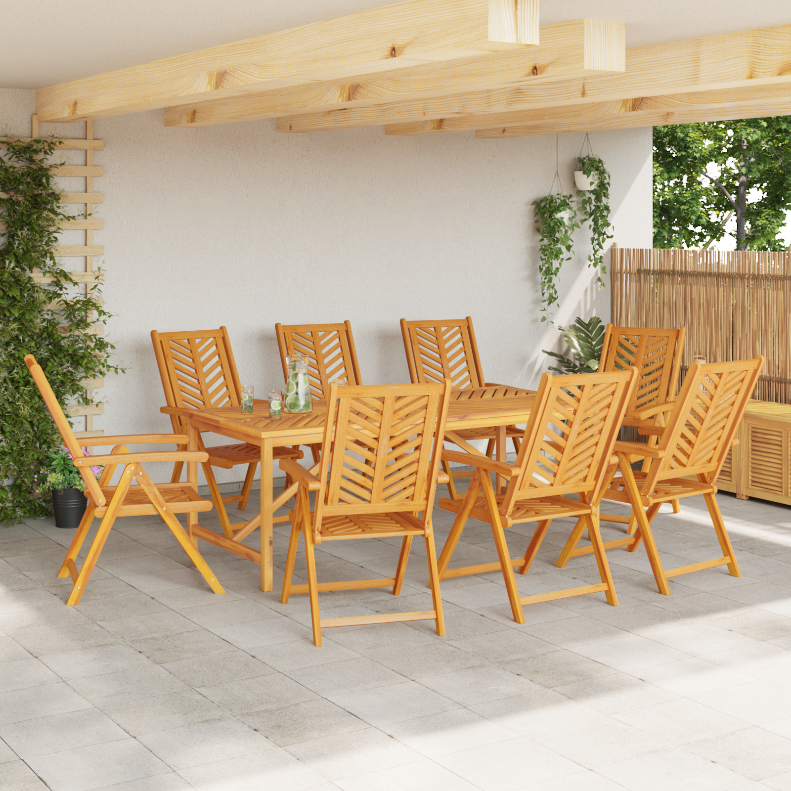 vidaXL Liggende Tuinstoelen 8 stuks Massief Hout Acacia