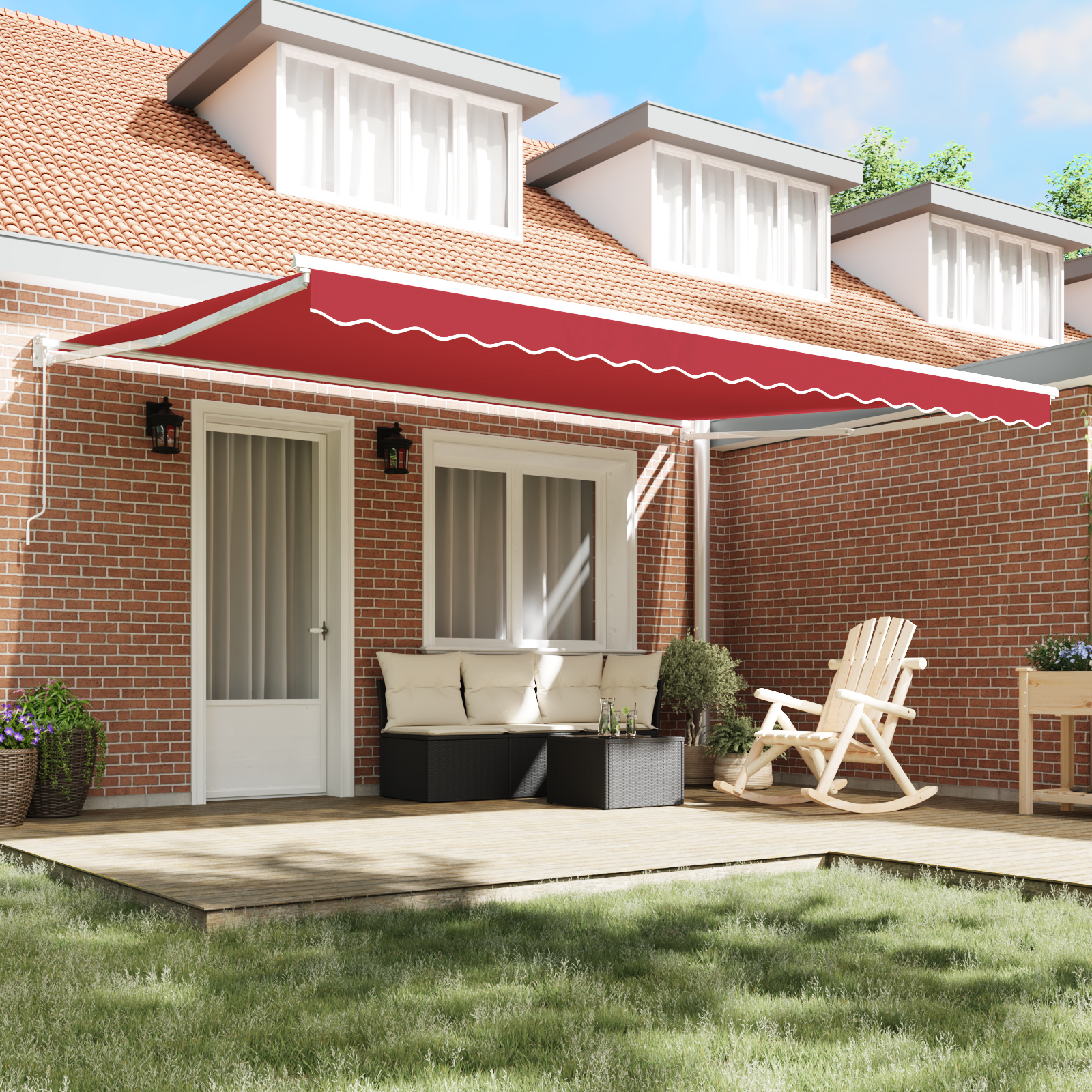 vidaXL Handmatig Uittrekbaar Ligbed Rood 450x300 cm