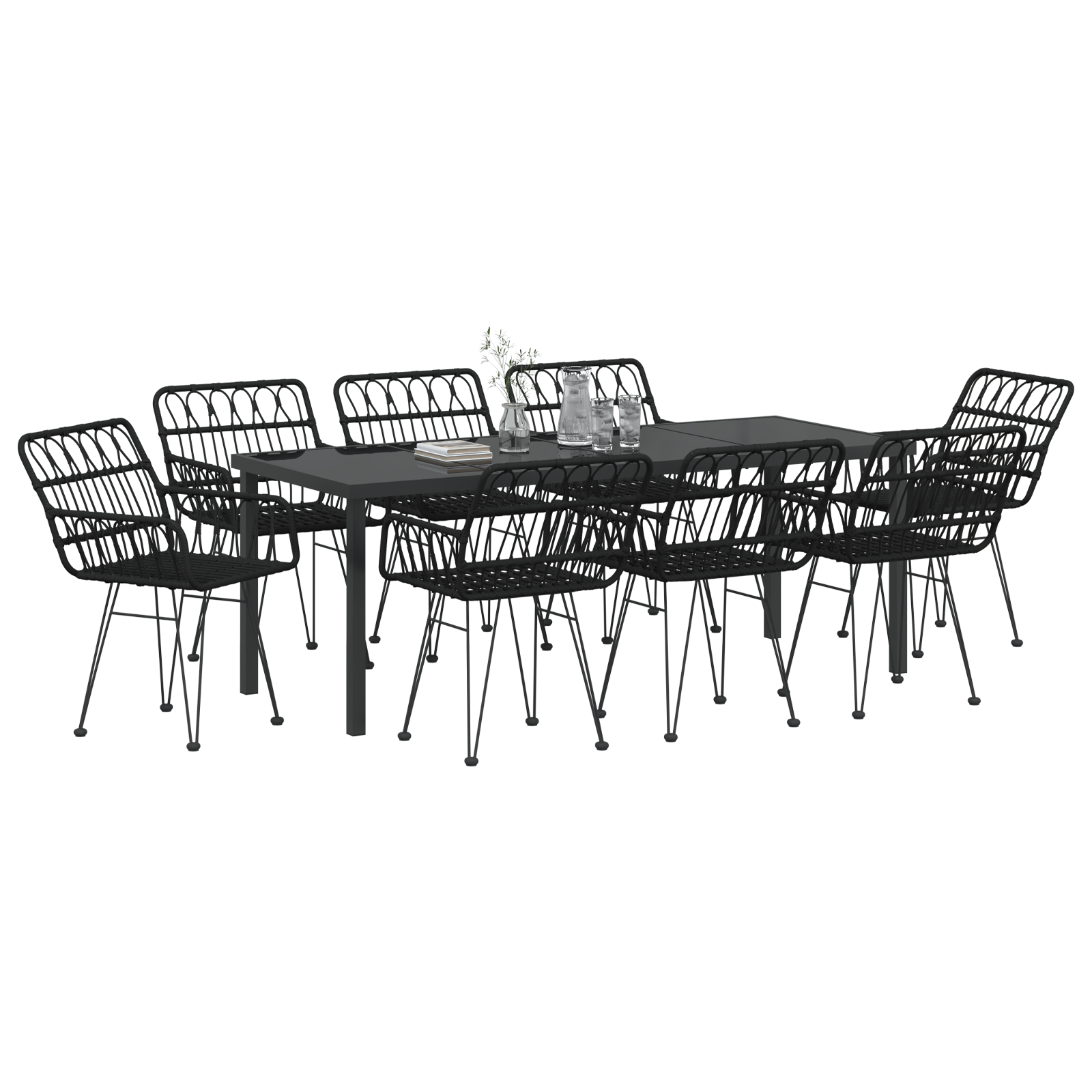 vidaXL 9-delige tuinset zwart poly rattan