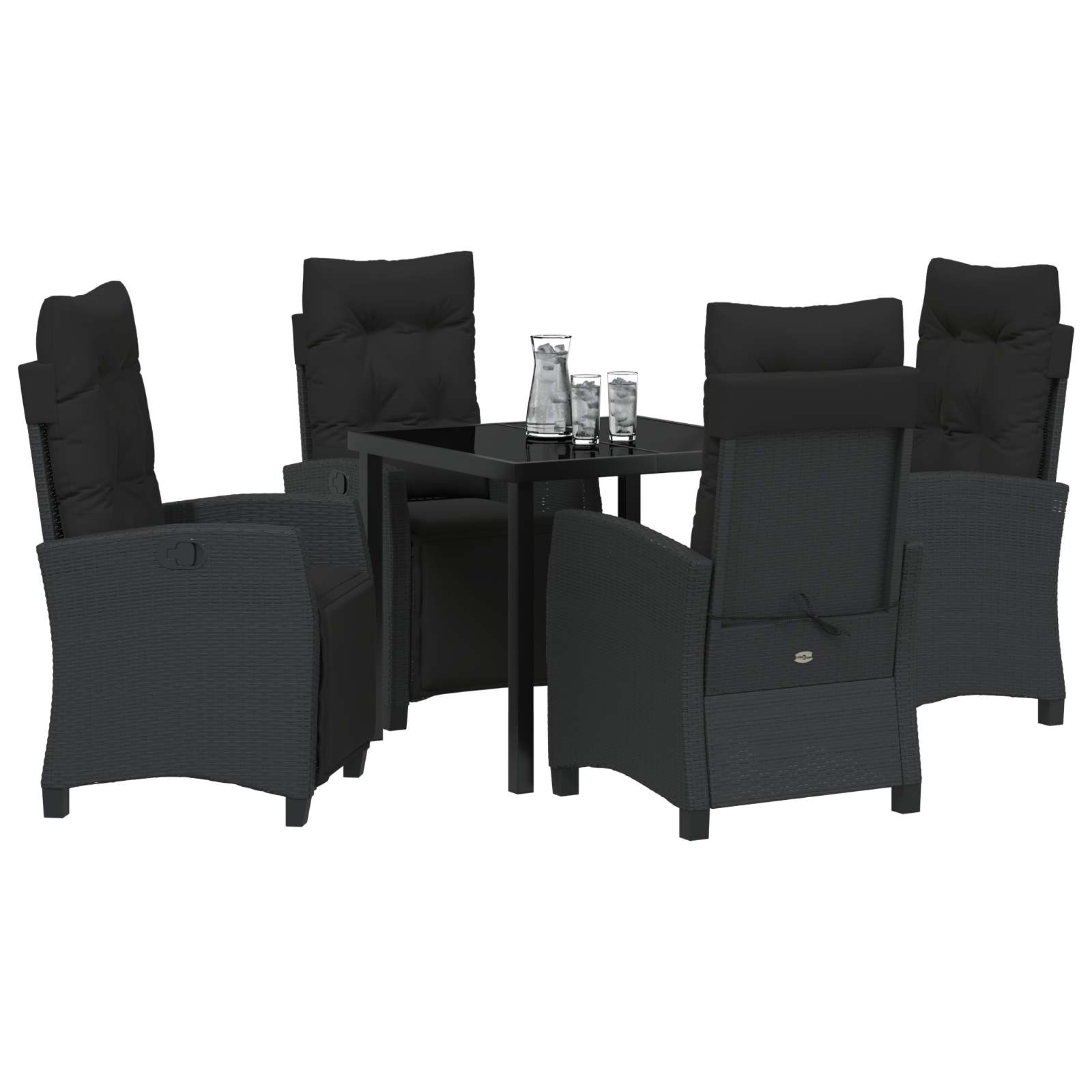 vidaXL 5-delige Tuin Eetset Zwart Poly Rattan