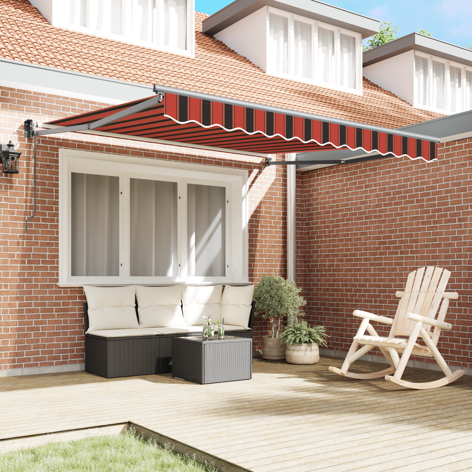 vidaXL Automatische Inklapbare Zonwering Oranje en Bruin 300x250 cm