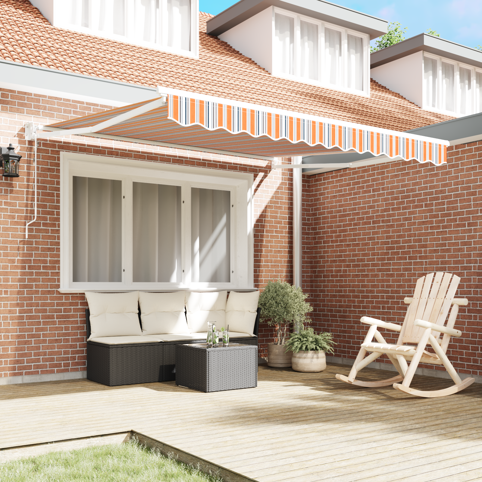 vidaXL Automatisch Uittrekbaar Ligbed Multicolor Streep 350x250 cm