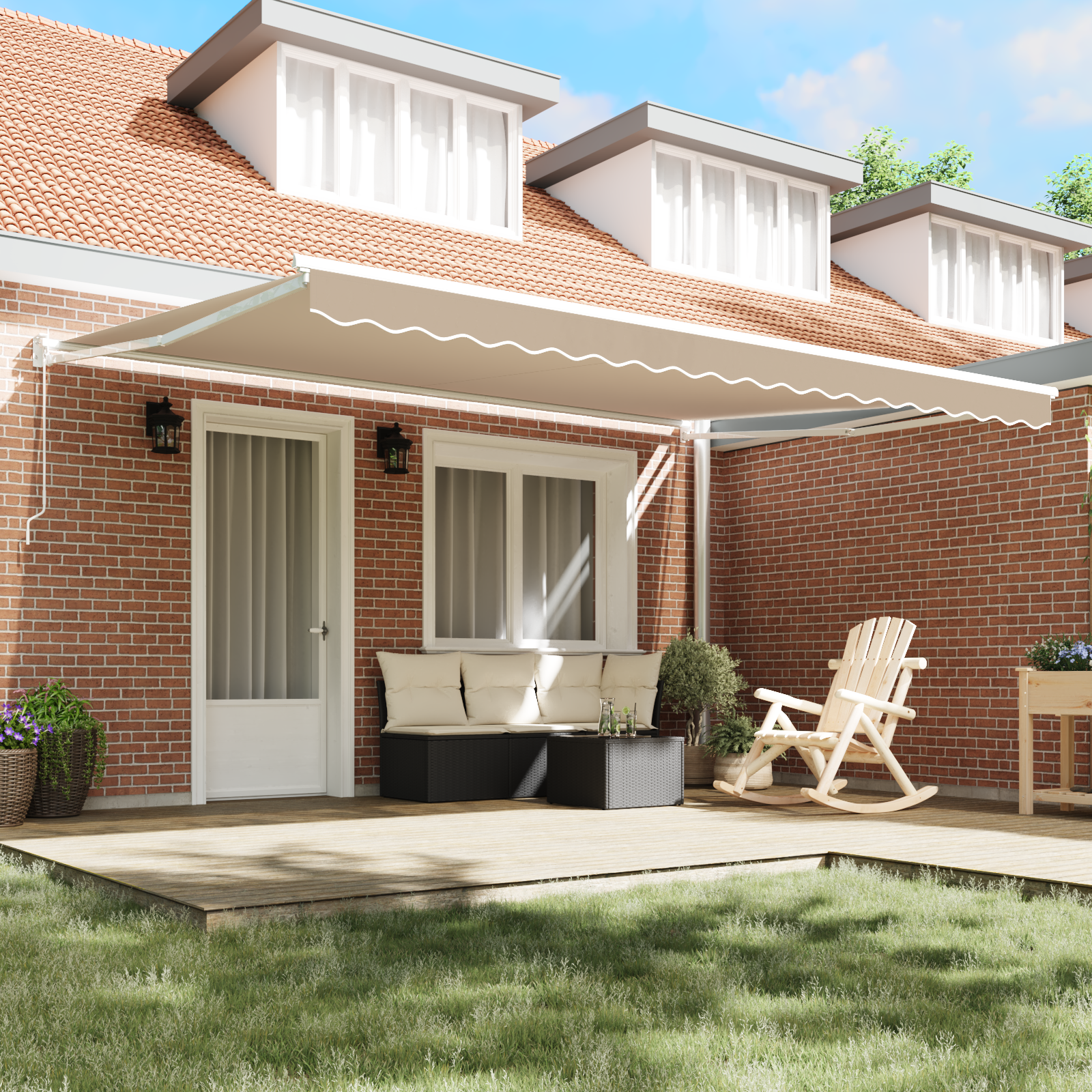 vidaXL Handmatige Uittrekbare Zonwering Beige 450x300 cm