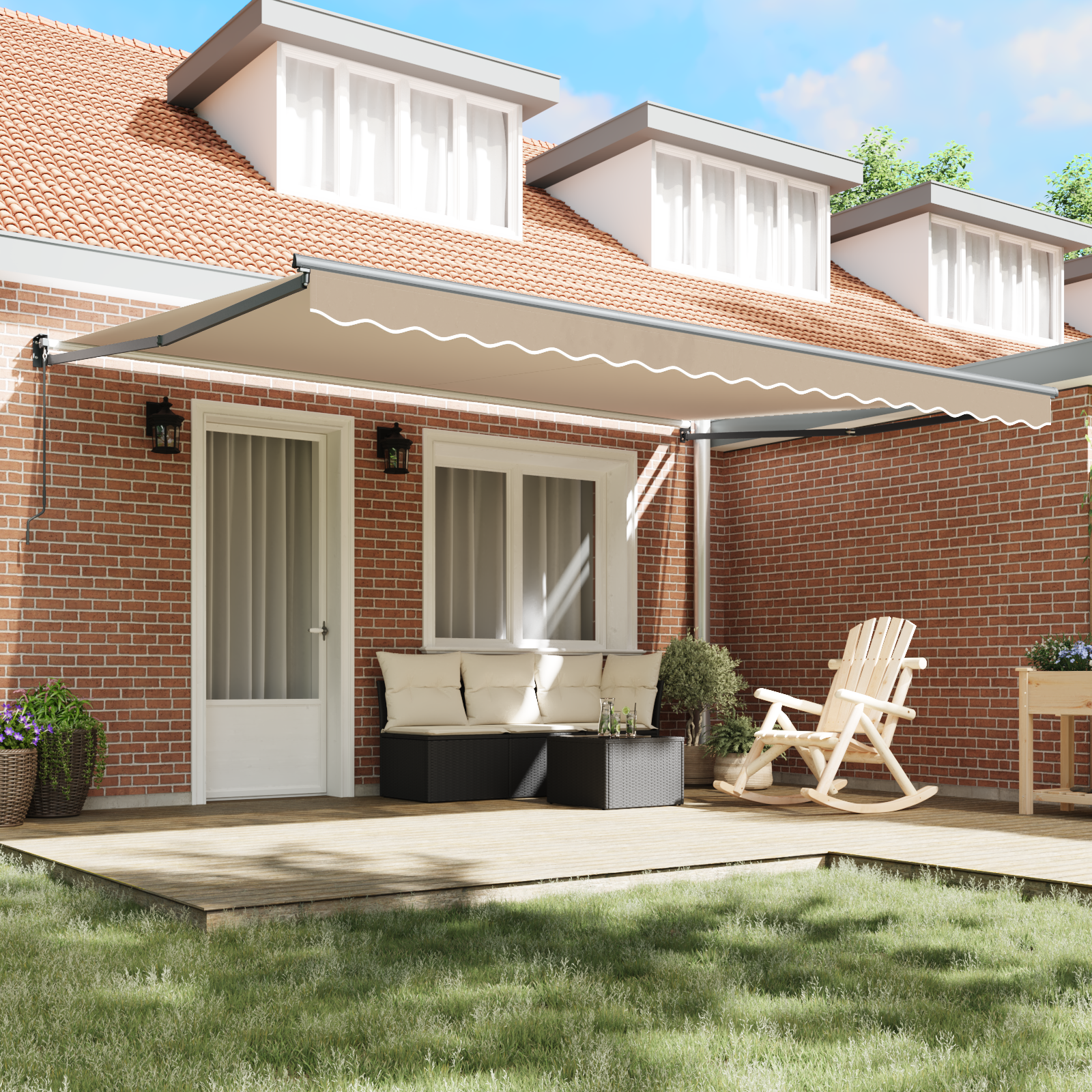 vidaXL Luifel handmatig uitschuifbaar 450x300 cm beige