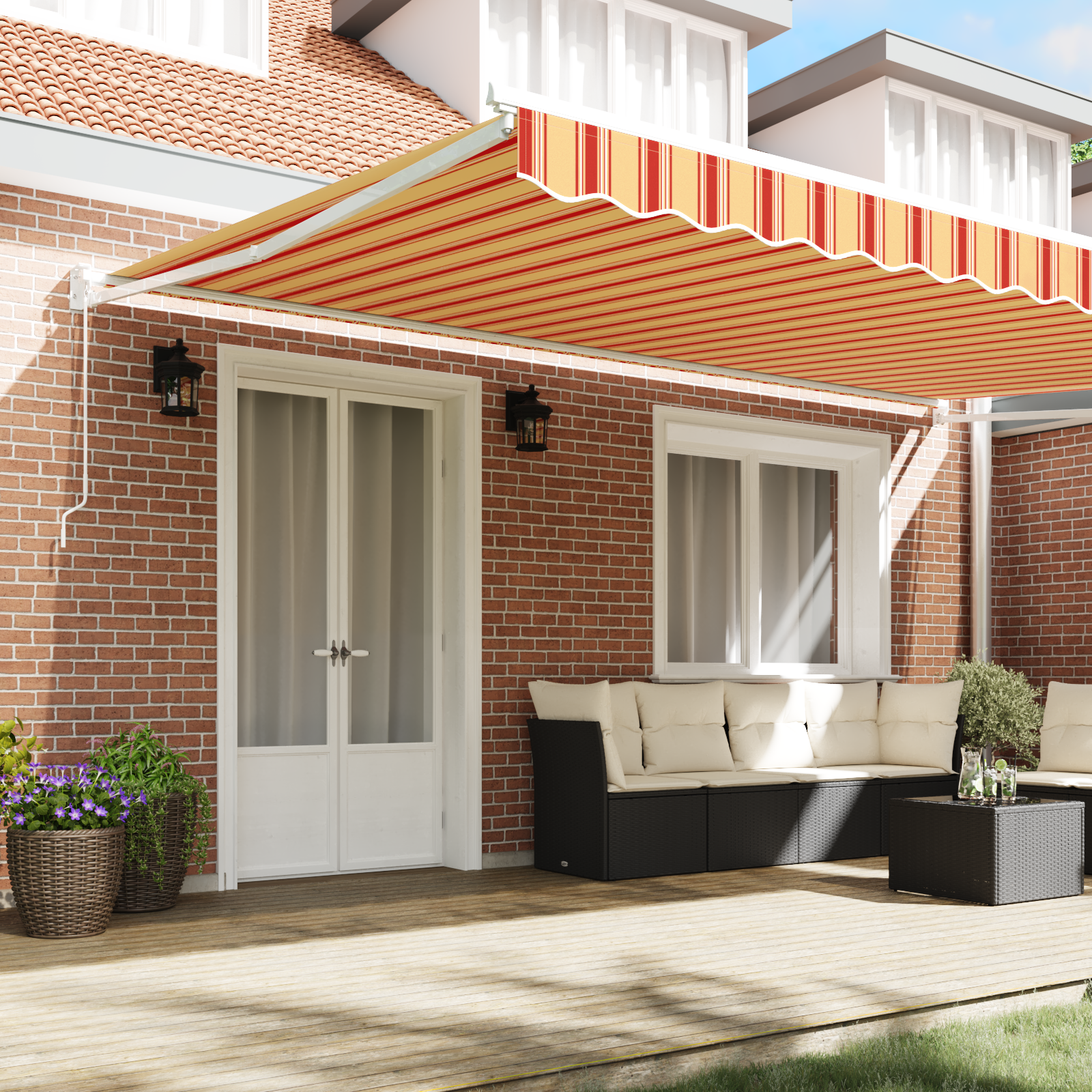 vidaXL Handmatige Uittrekbare Luifel Geel en Oranje 500x300 cm