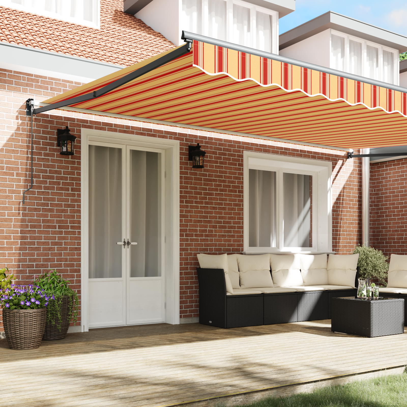 vidaXL Handmatige Uittrekbare Zonwering Geel en Oranje 500x300 cm