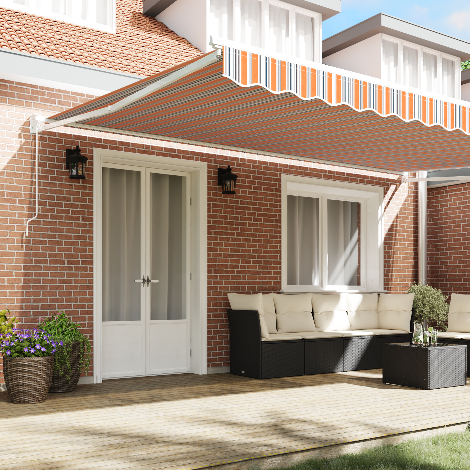 vidaXL Handmatige Uittrekbare Zonwering met Multikleur Strepen 500x300 cm