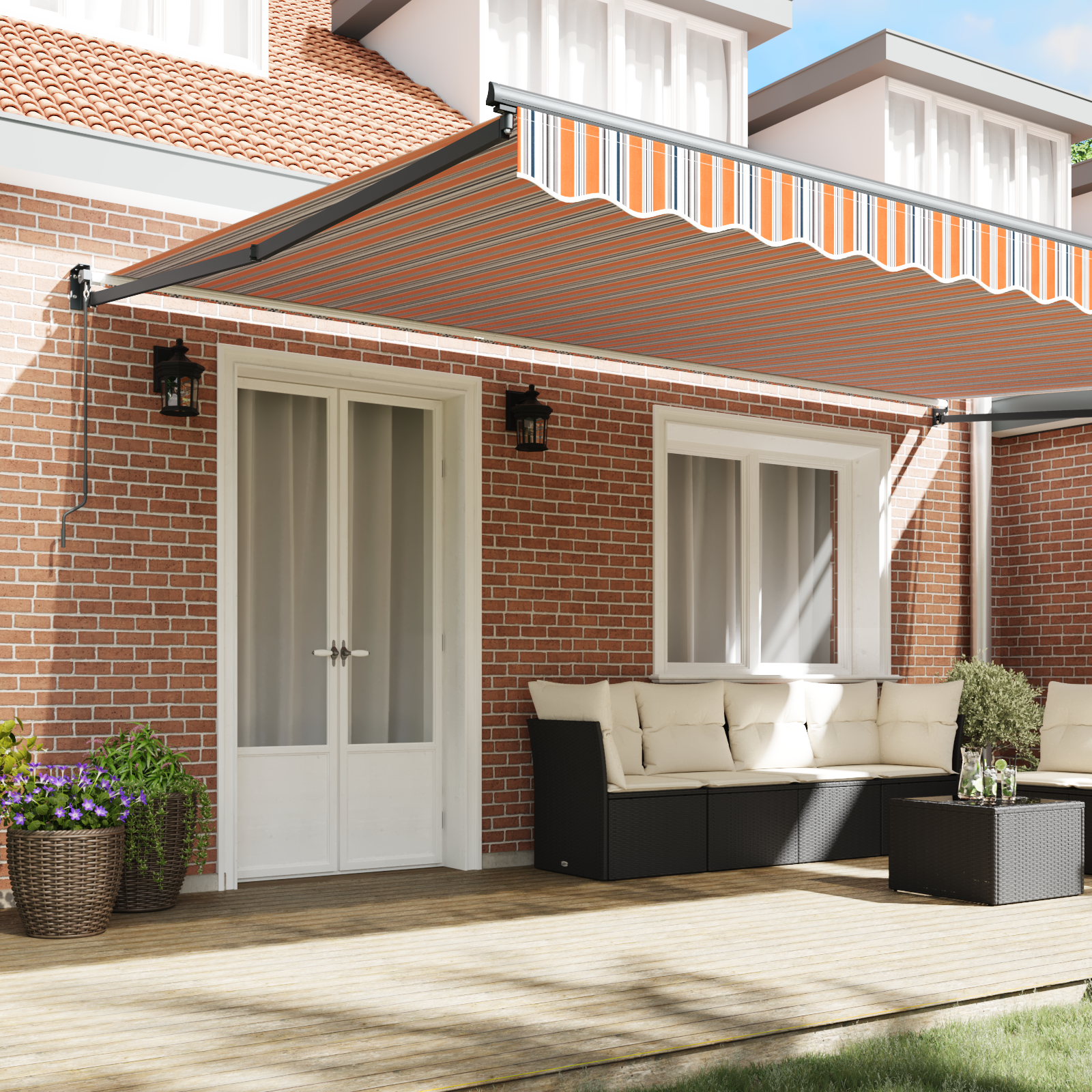 vidaXL Handmatige Uittrekbare Markies Met Multikleur Streep 500x300 cm