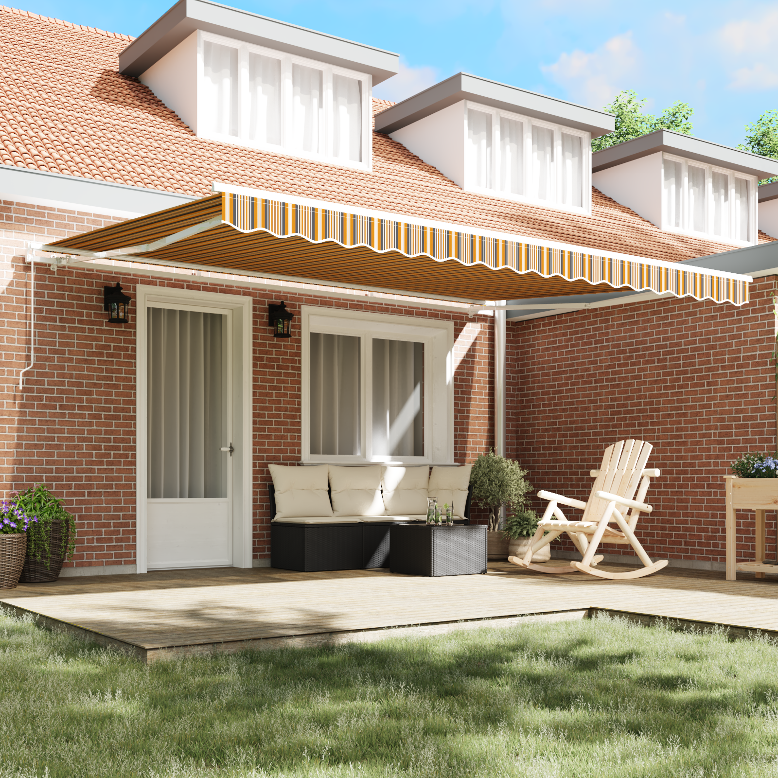 vidaXL Handmatig Uittrekbaar Ligbed Multicolor Streep 450x300 cm
