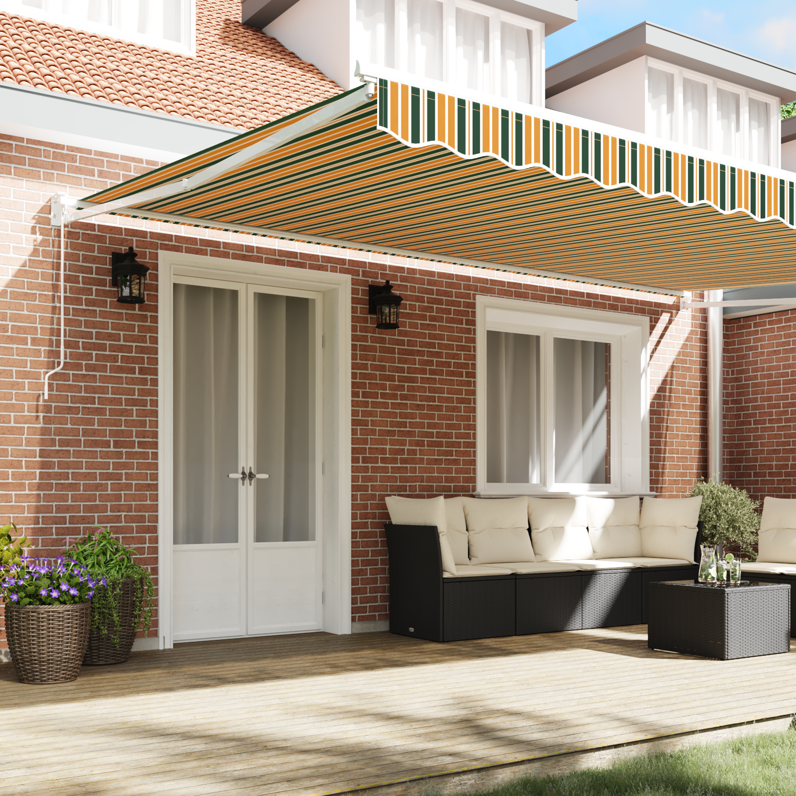 vidaXL Luifel handmatige inklapbaar 500x300 cm groen en geel