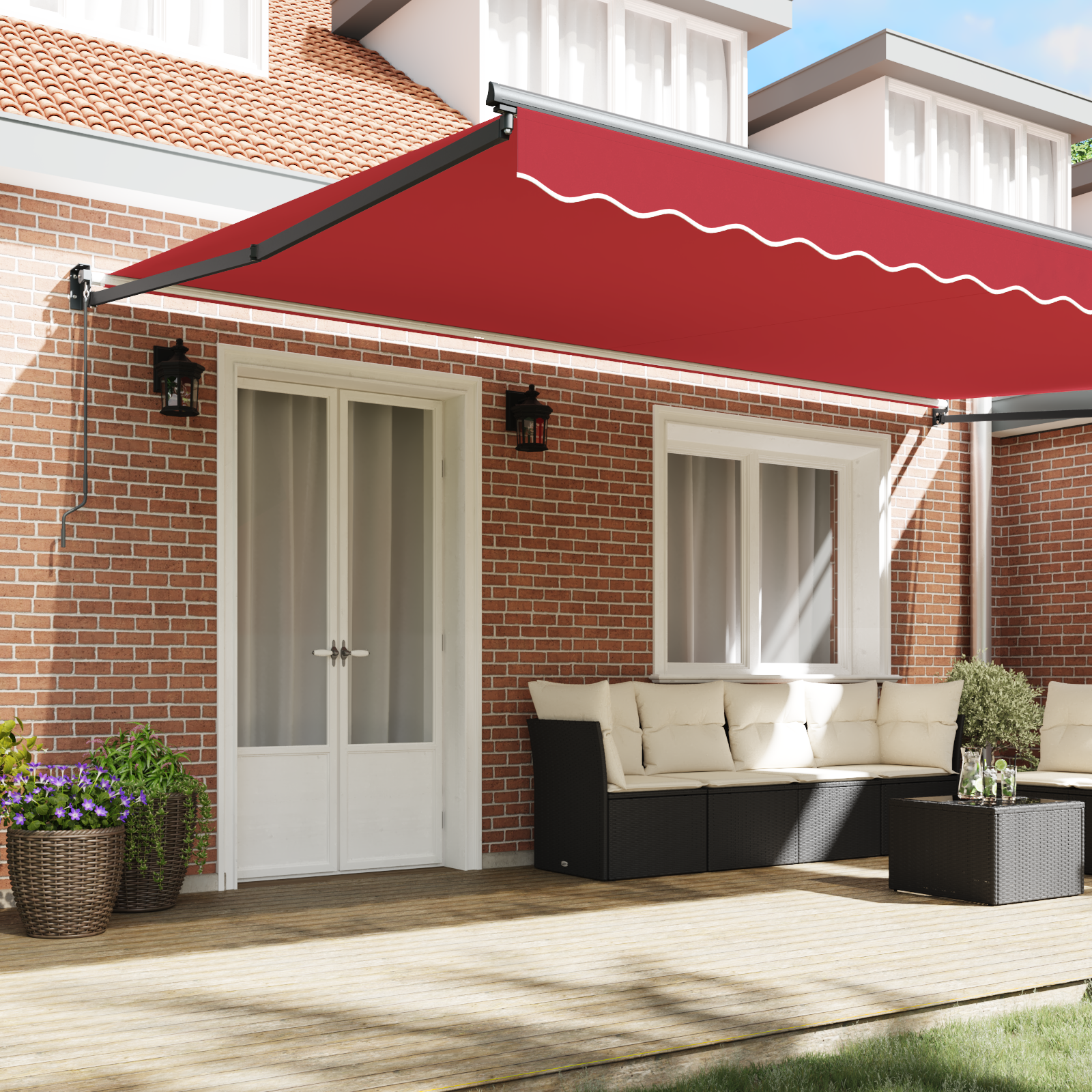 vidaXL Handmatig Uittrekbaar Ligbed Rood 500x300 cm