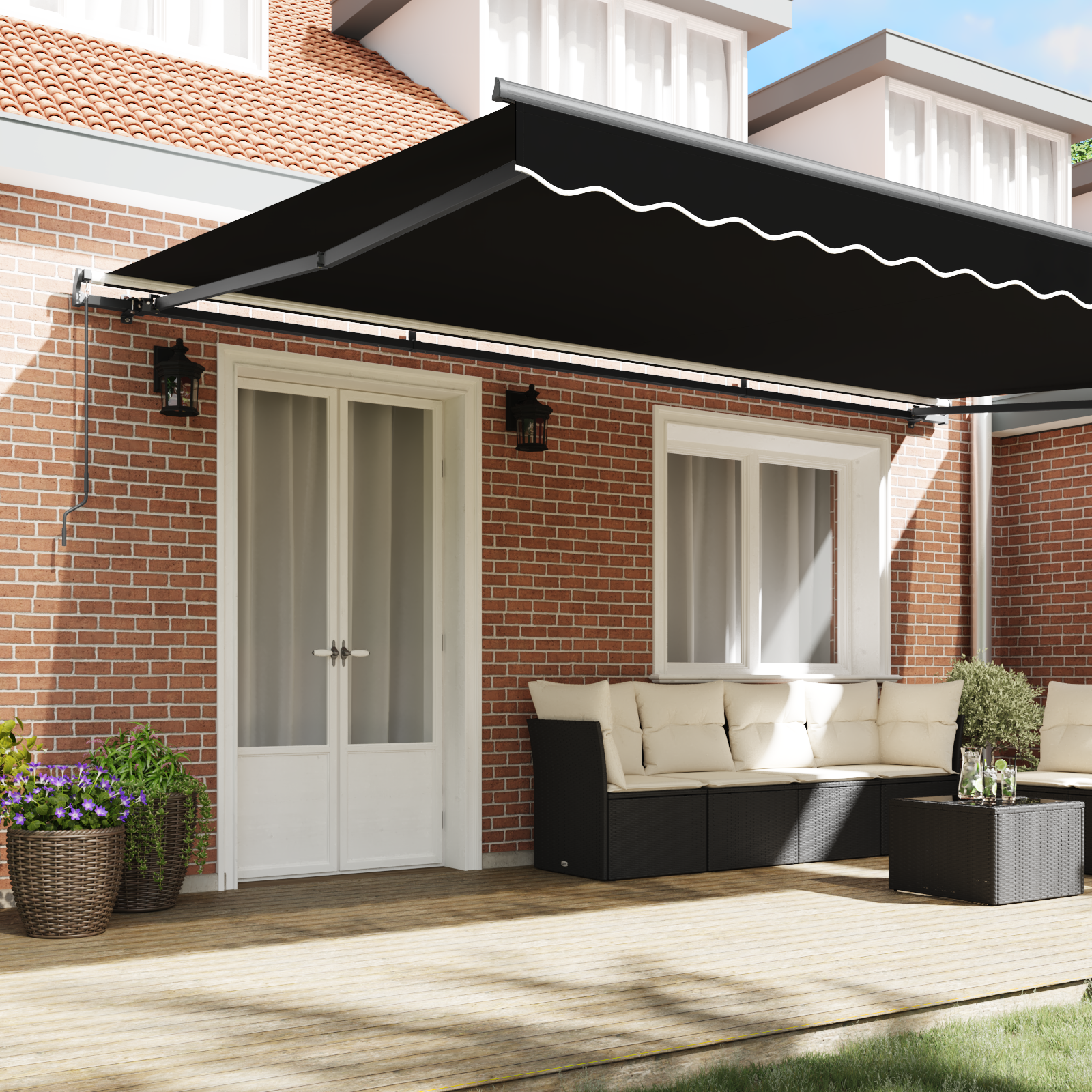 vidaXL Handmatig Uittrekbaar Zonnescherm Zwart 500x300 cm