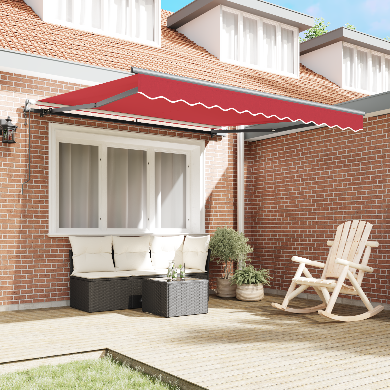 vidaXL Automatische Inklapbare Luifel Rood 350x250 cm