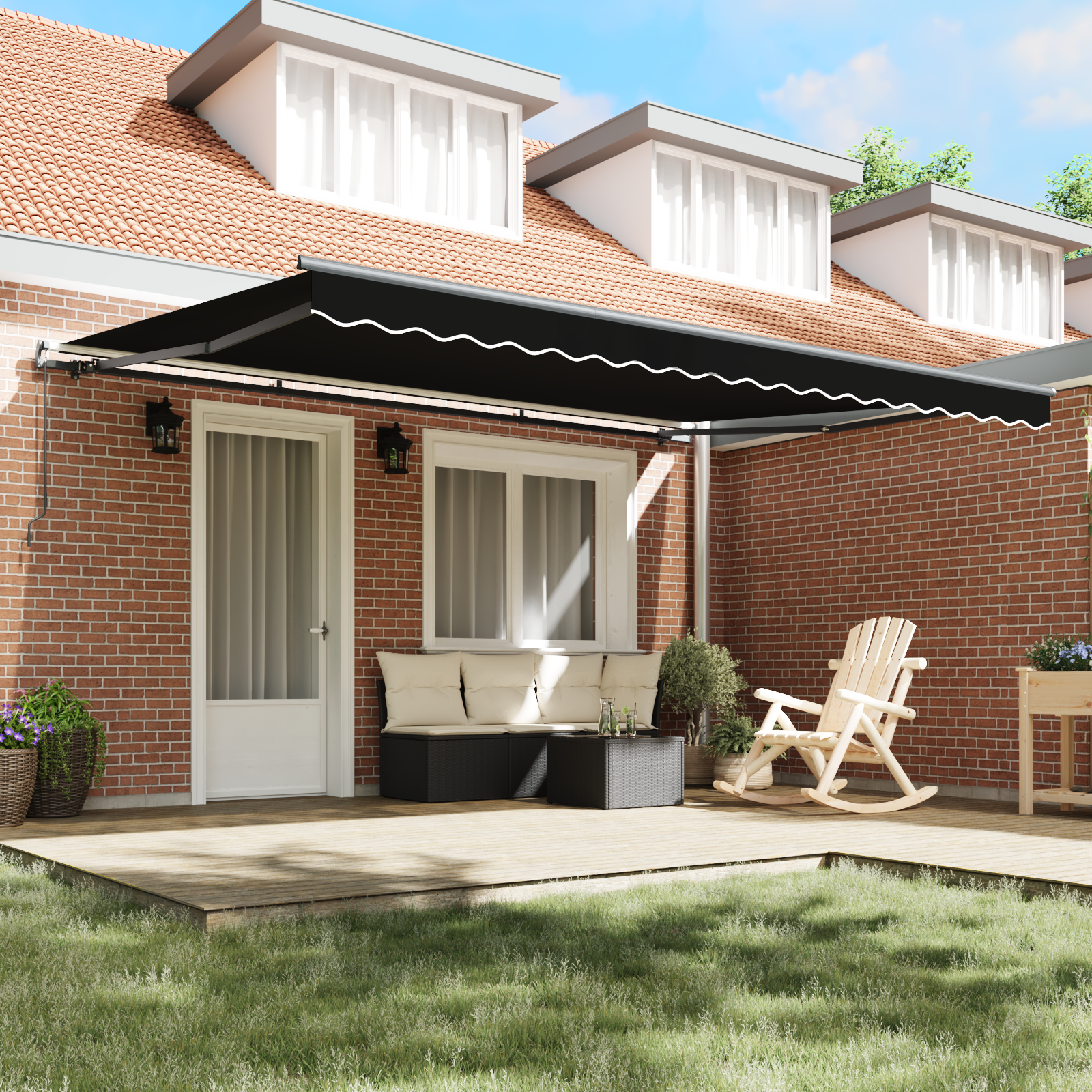 vidaXL Handmatige Uittrekbare Ligbed Zwart 450 x 300 cm