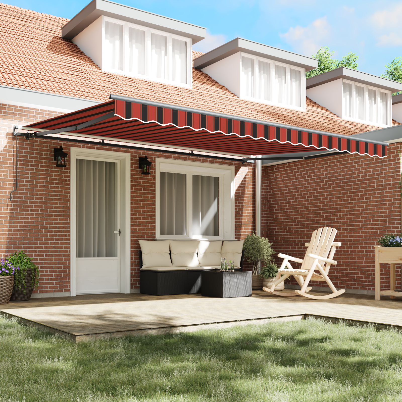 vidaXL Handmatige Oprolbare Zonwering Oranje en Bruin 450x300 cm
