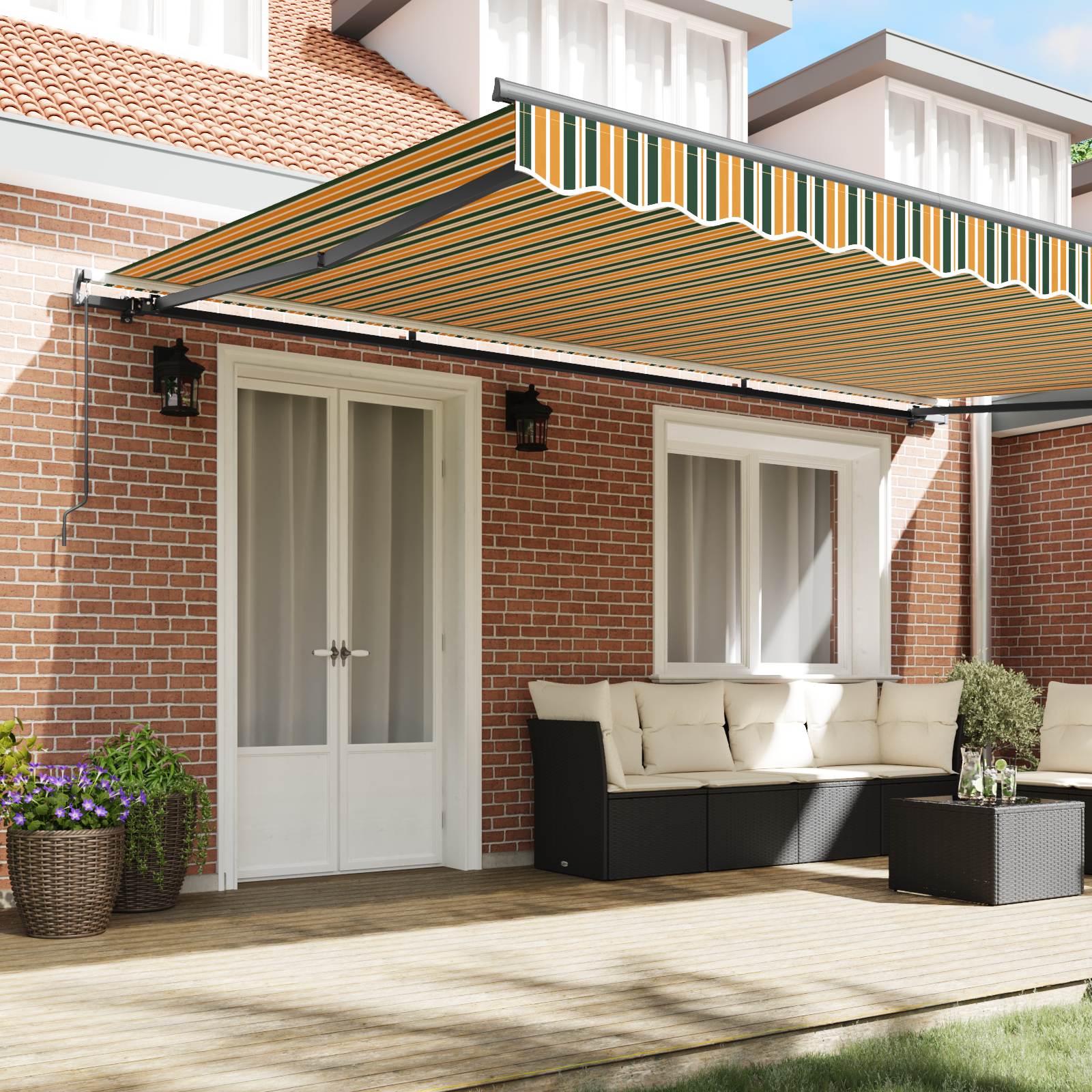 vidaXL Handbediende Uittrekbare Tent Groen en Geel 500x300 cm