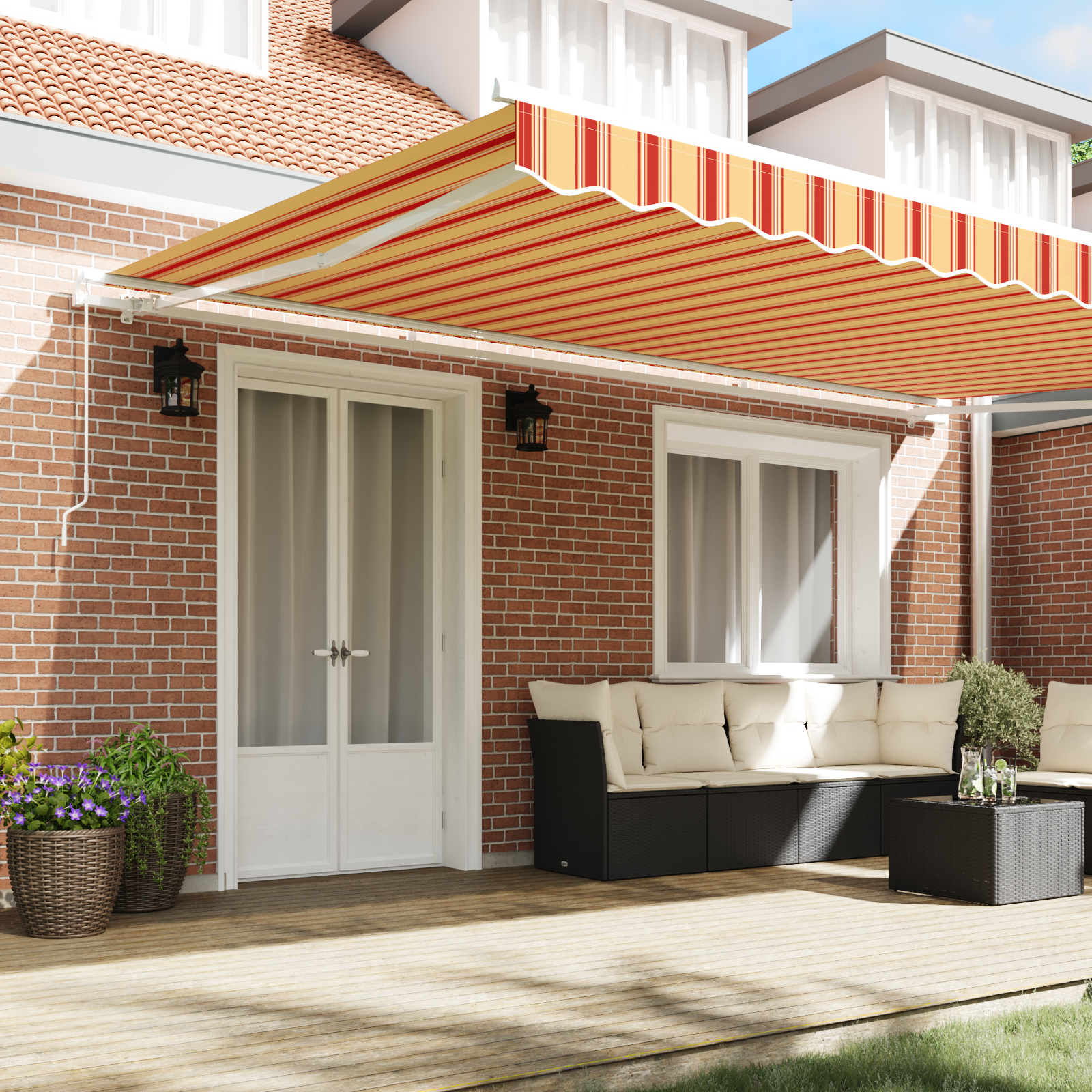 vidaXL Handmatig Uittrekbare Ligbed Geel en Oranje 500x300 cm