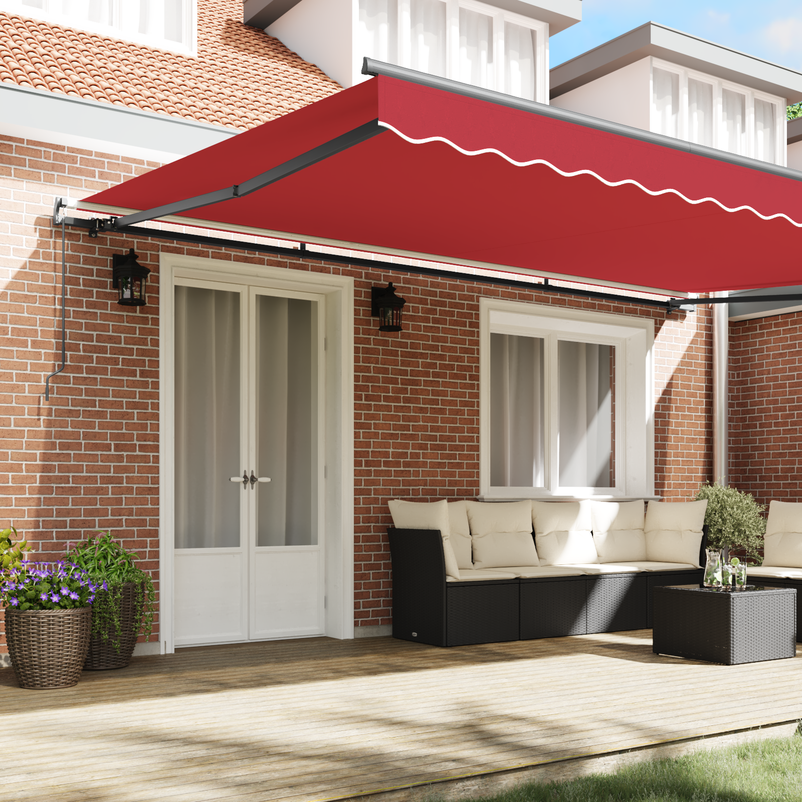 vidaXL Handmatige Uittrekbare Zonwering Rood 500 x 300 cm