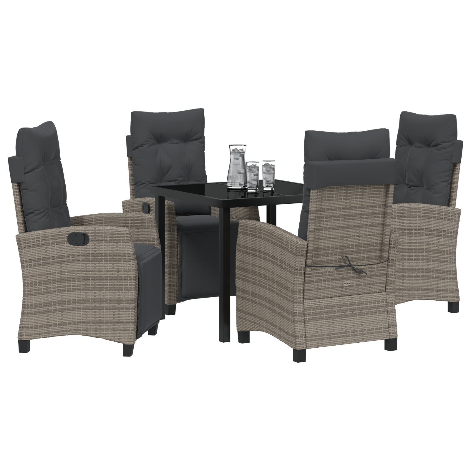 vidaXL 5-delige Tuinset Grijs Poly Rattan