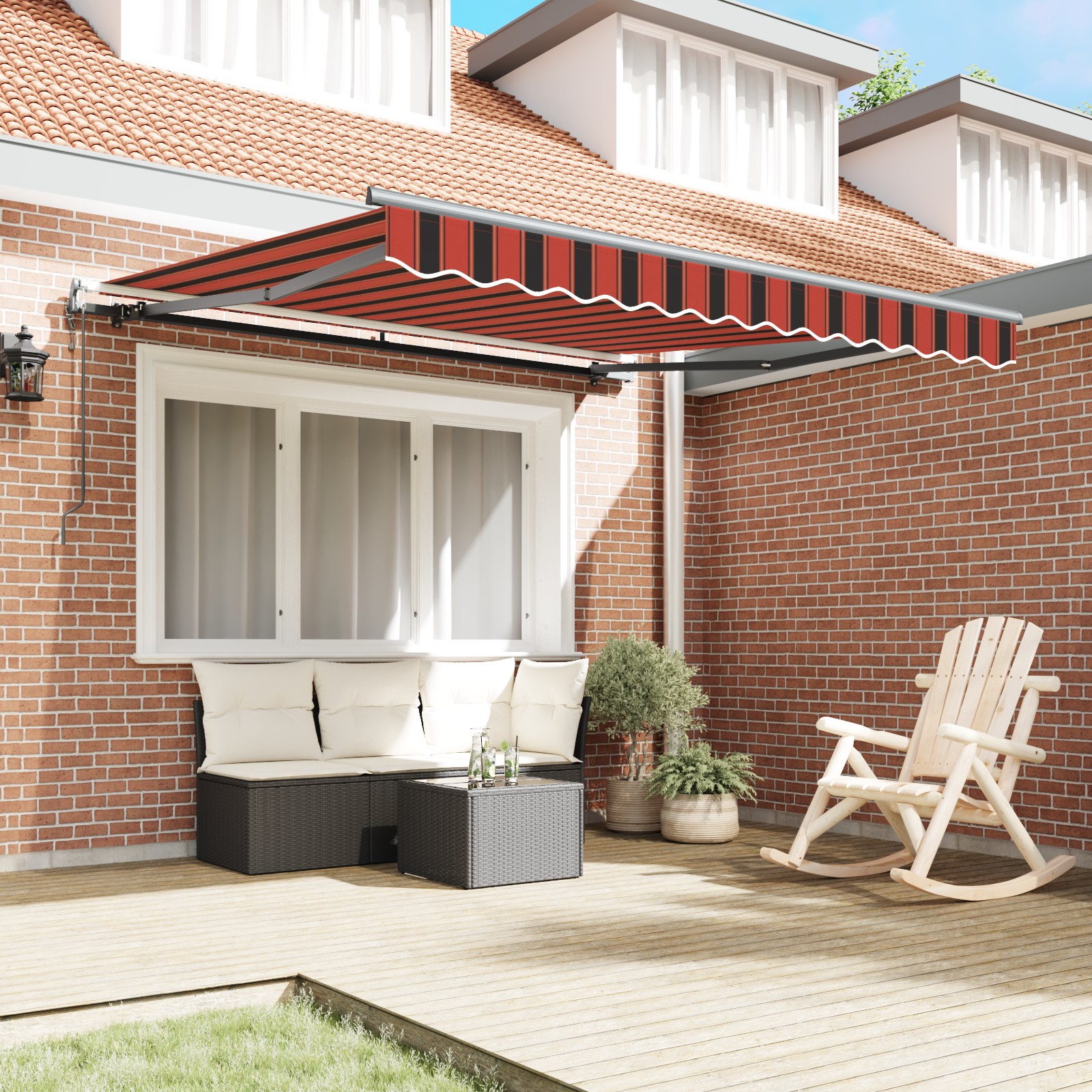 vidaXL Automatische Inklapbare Luifel Oranje en Bruin 350x250 cm