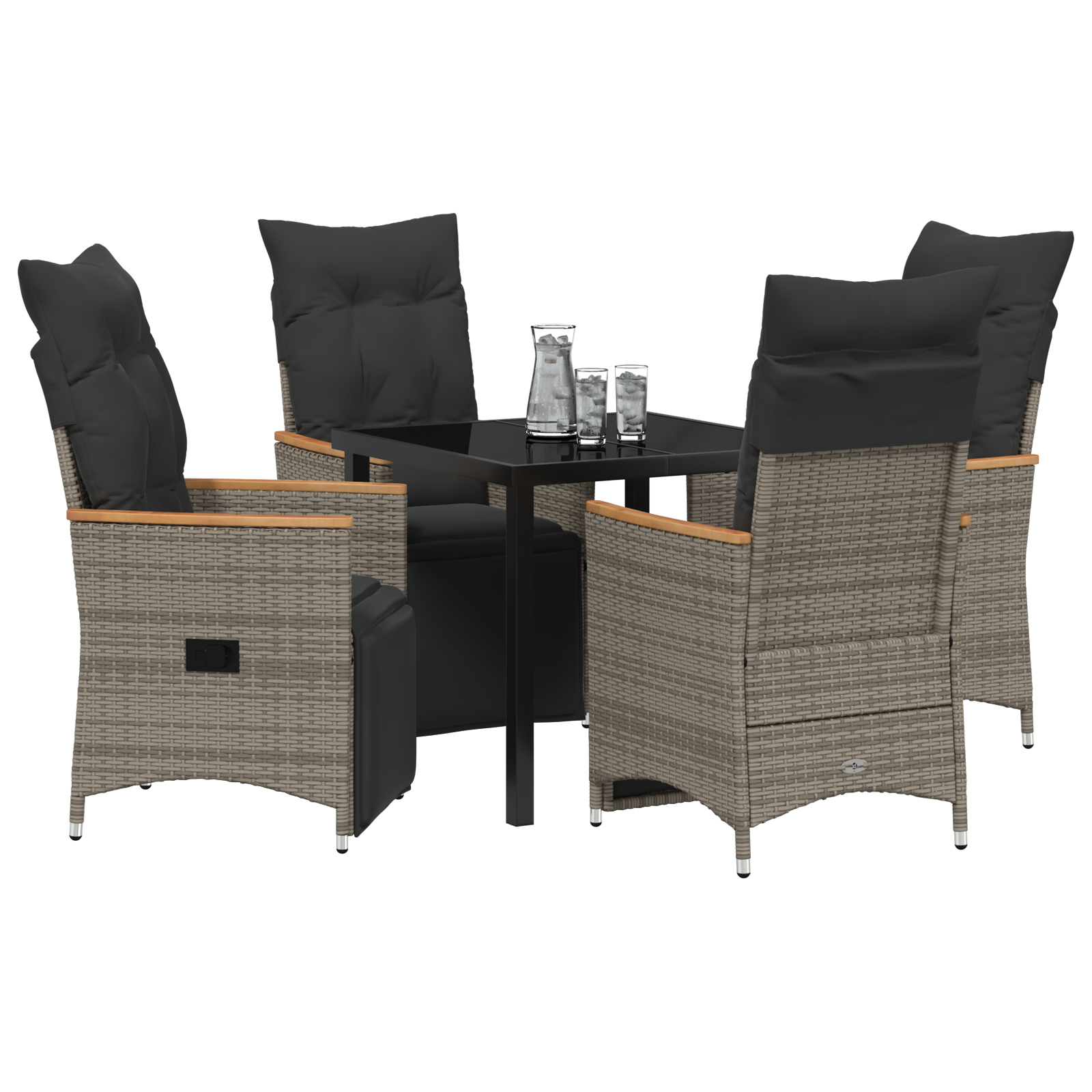 vidaXL 2-delige Tuinset met Kussens Grijs Poly Rattan