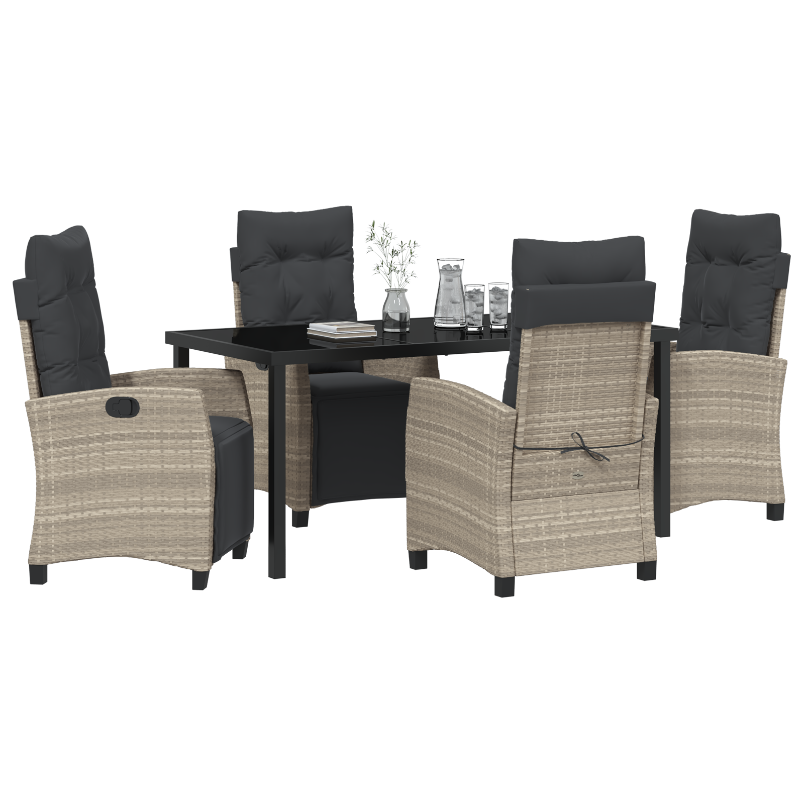 vidaXL 5-delige tuin eetset lichtgrijs poly rattan
