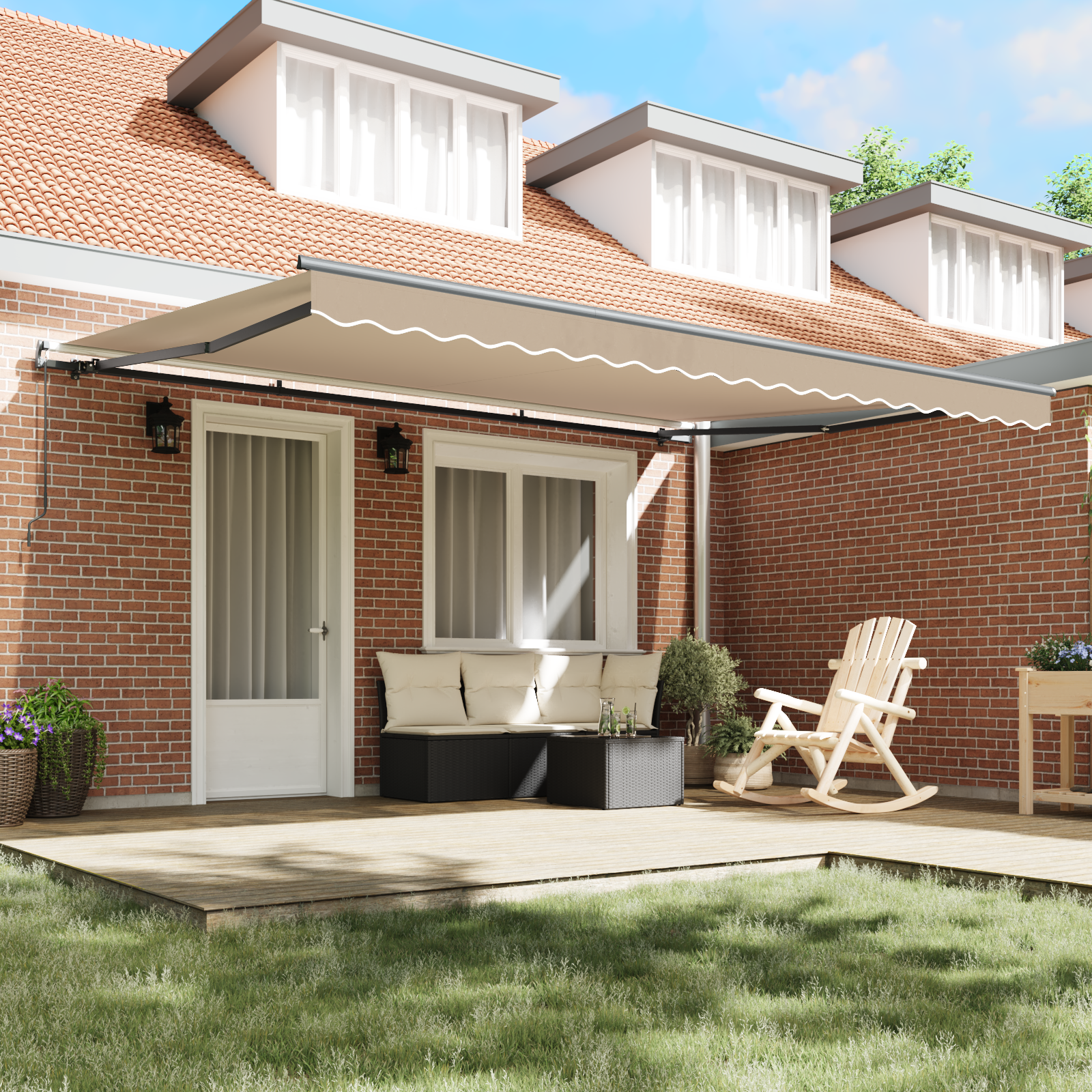vidaXL Handmatige Uittrekbare Zonwering Beige 450x300 cm