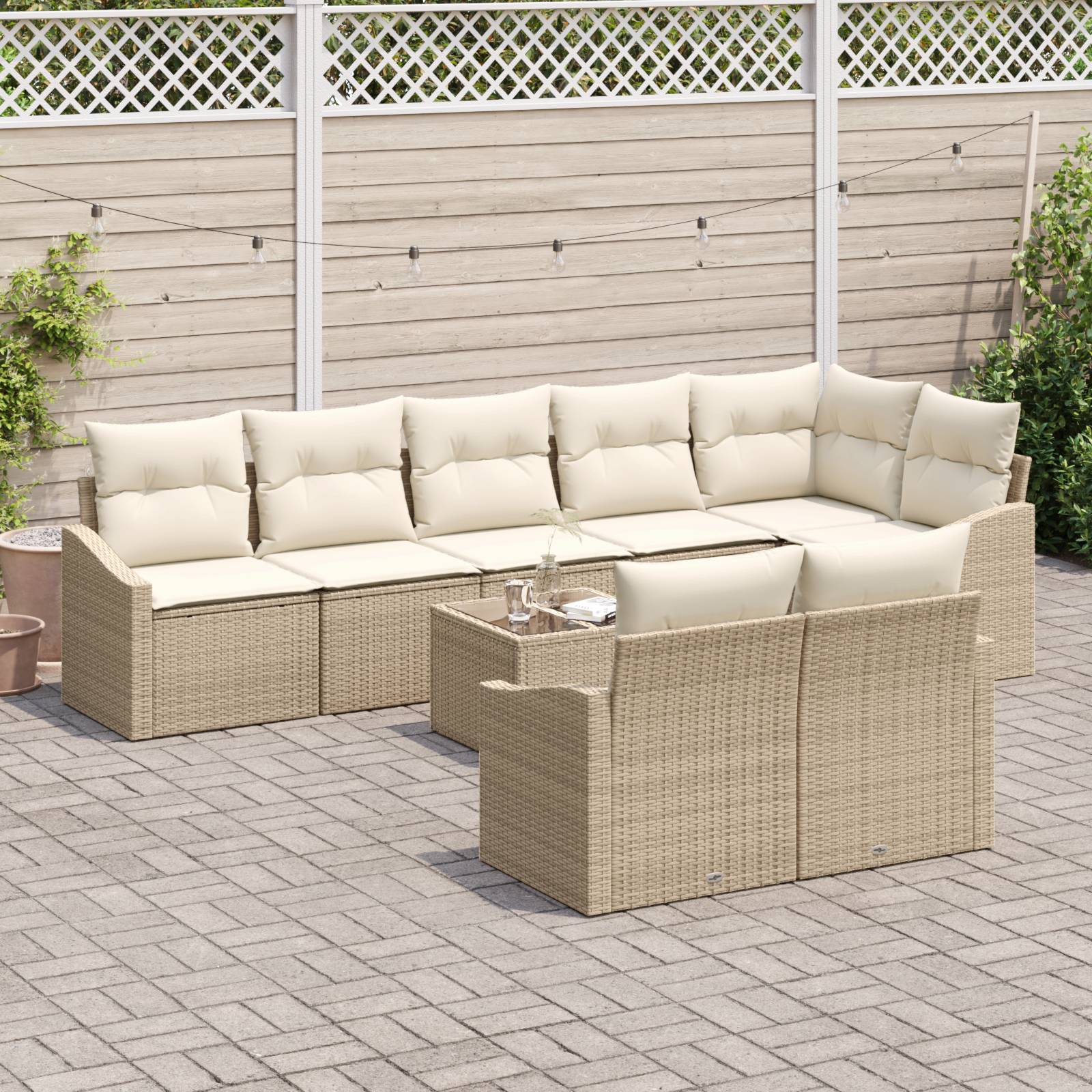 vidaXL 9-delige tuinset met kussens bruin poly rattan