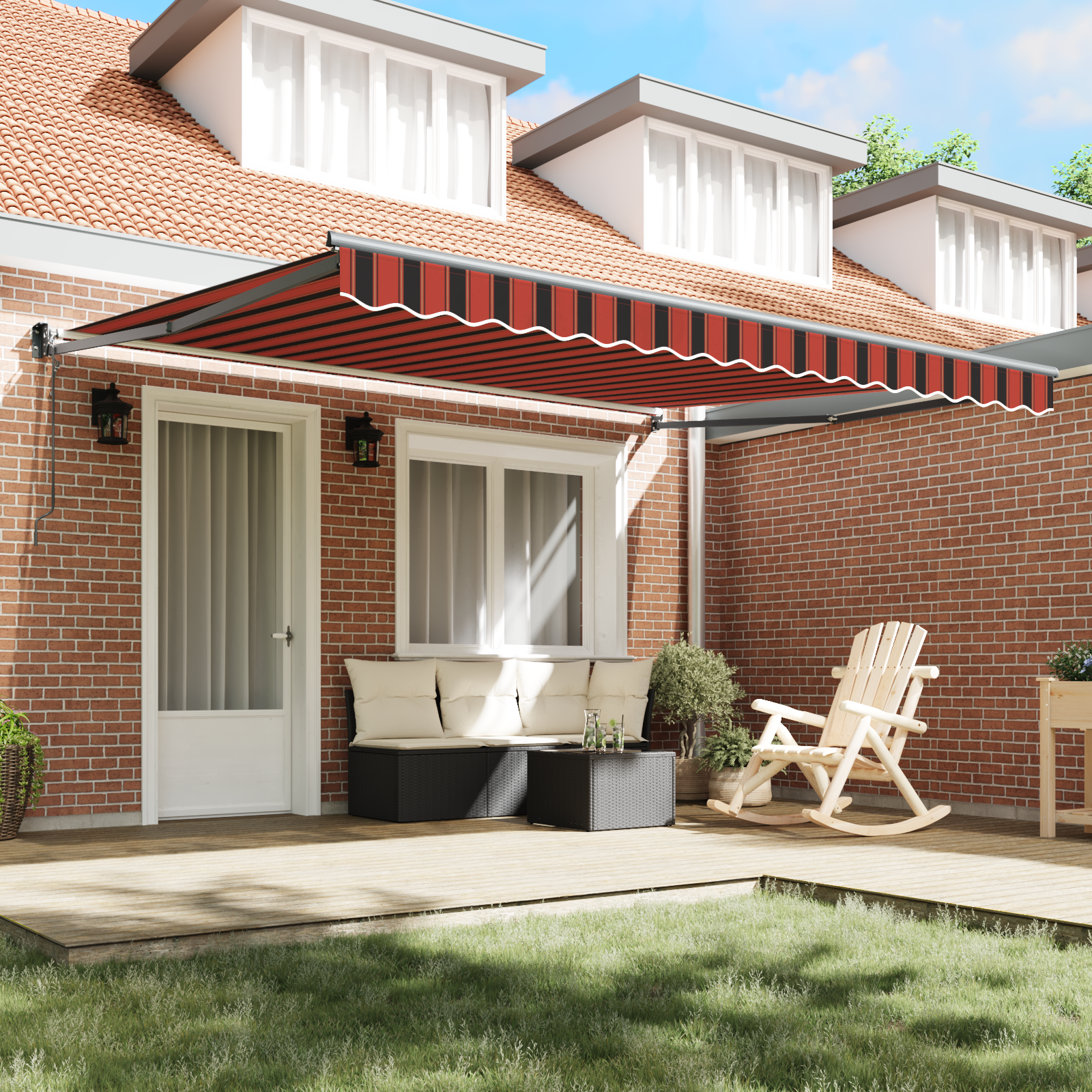 vidaXL Automatische Uittrekbare Ligbed Oranje en Bruin 400x300 cm
