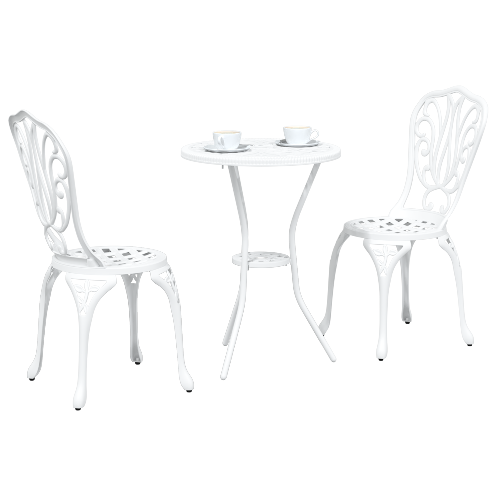vidaXL 3-delige Tuinbistroset gietaluminium wit
