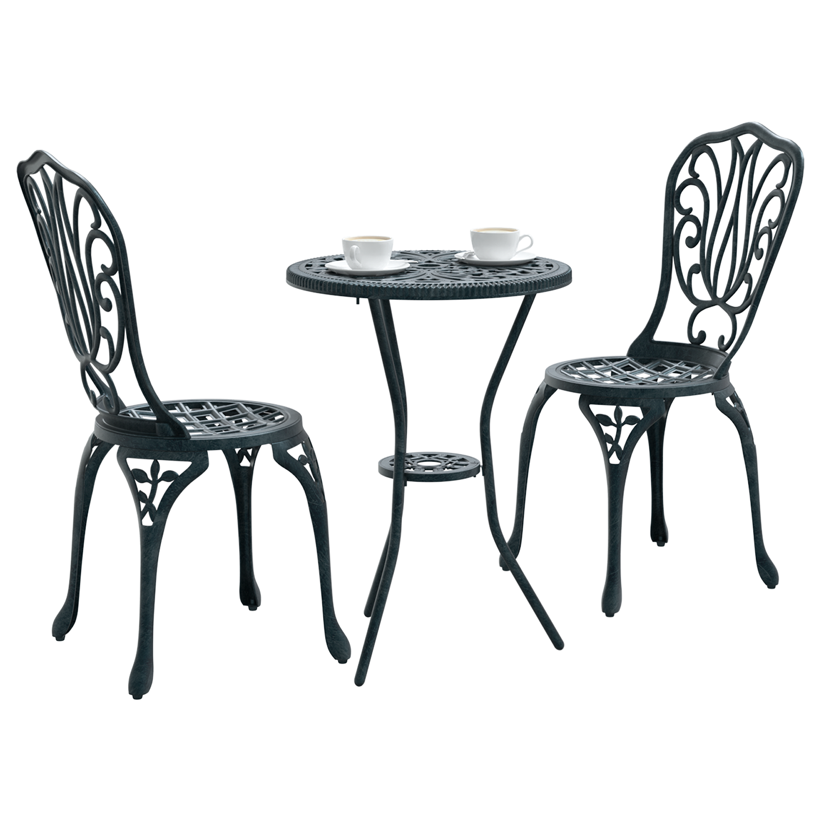 vidaXL 3-delige Tuinbistroset gietaluminium groen
