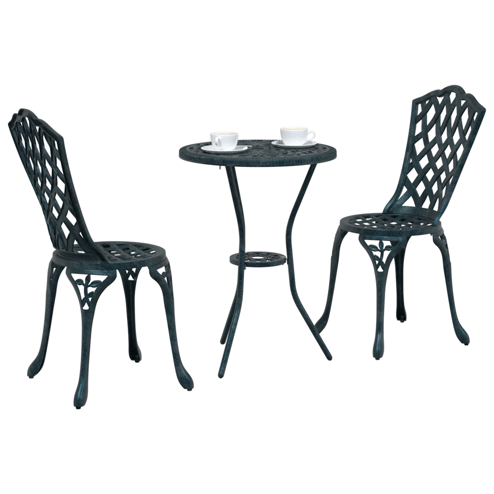 vidaXL 3-delige Tuinbistroset gietaluminium groen