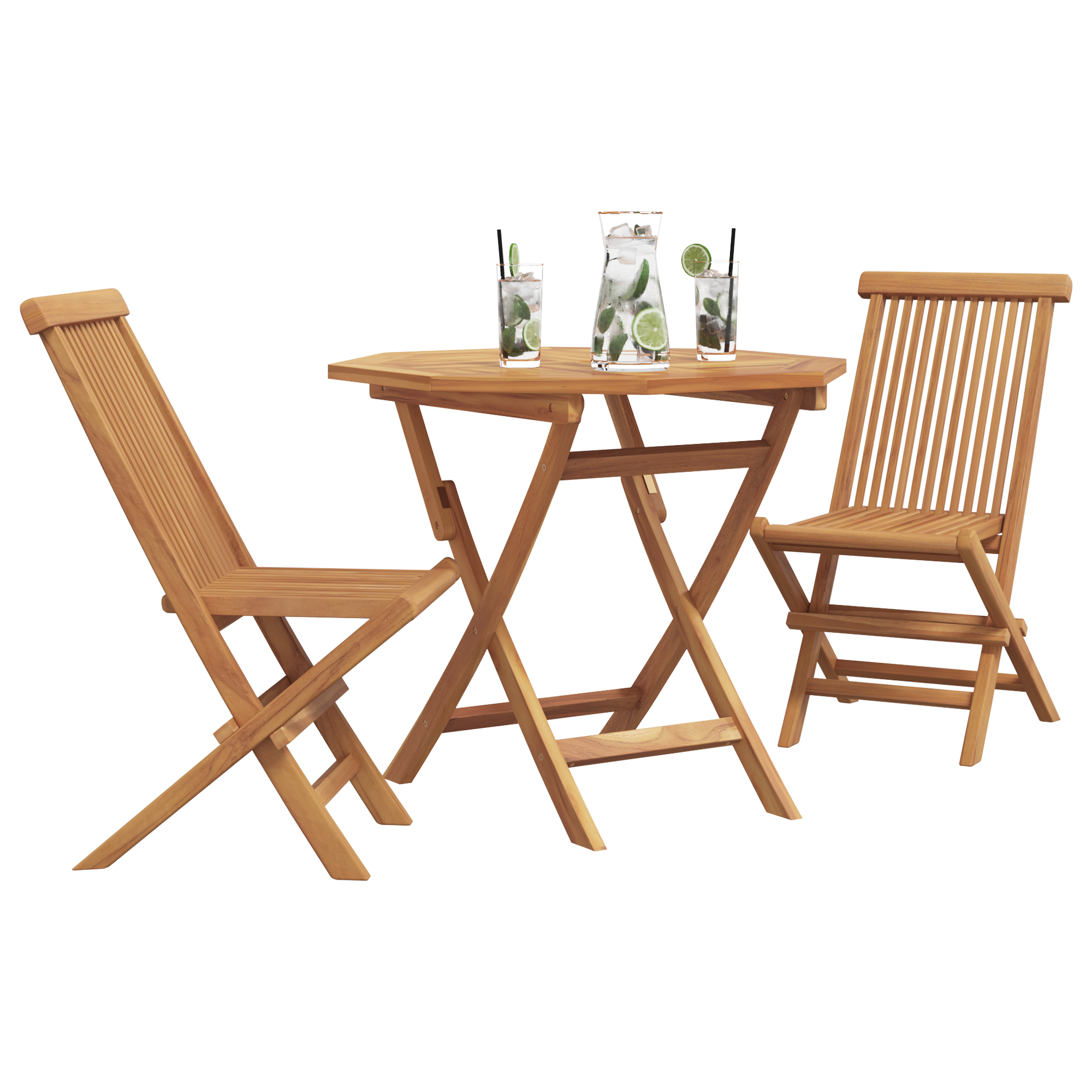 vidaXL 3-delige vouwbare bistro set massief hout teakhout