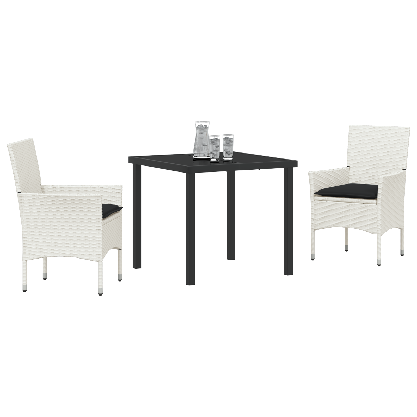 vidaXL 3-delige Tuinset met Kussens Wit Poly Rattan