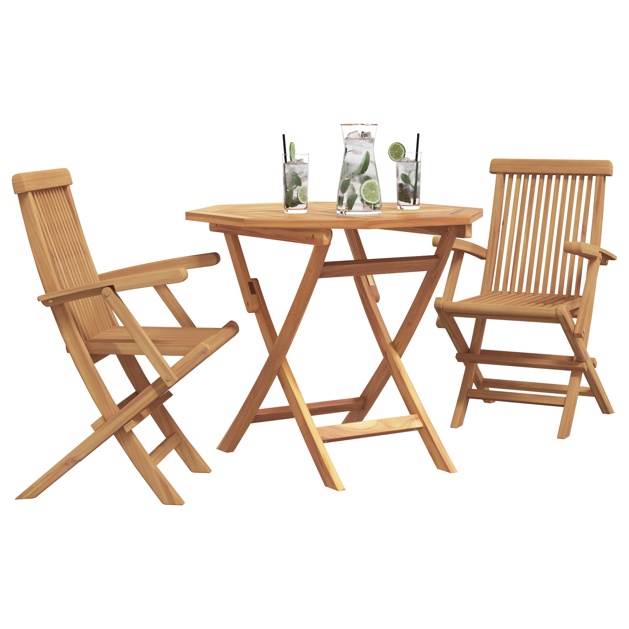 vidaXL 3-delige Opvouwbare Tuin Bistro Set van Massief Acaciahout