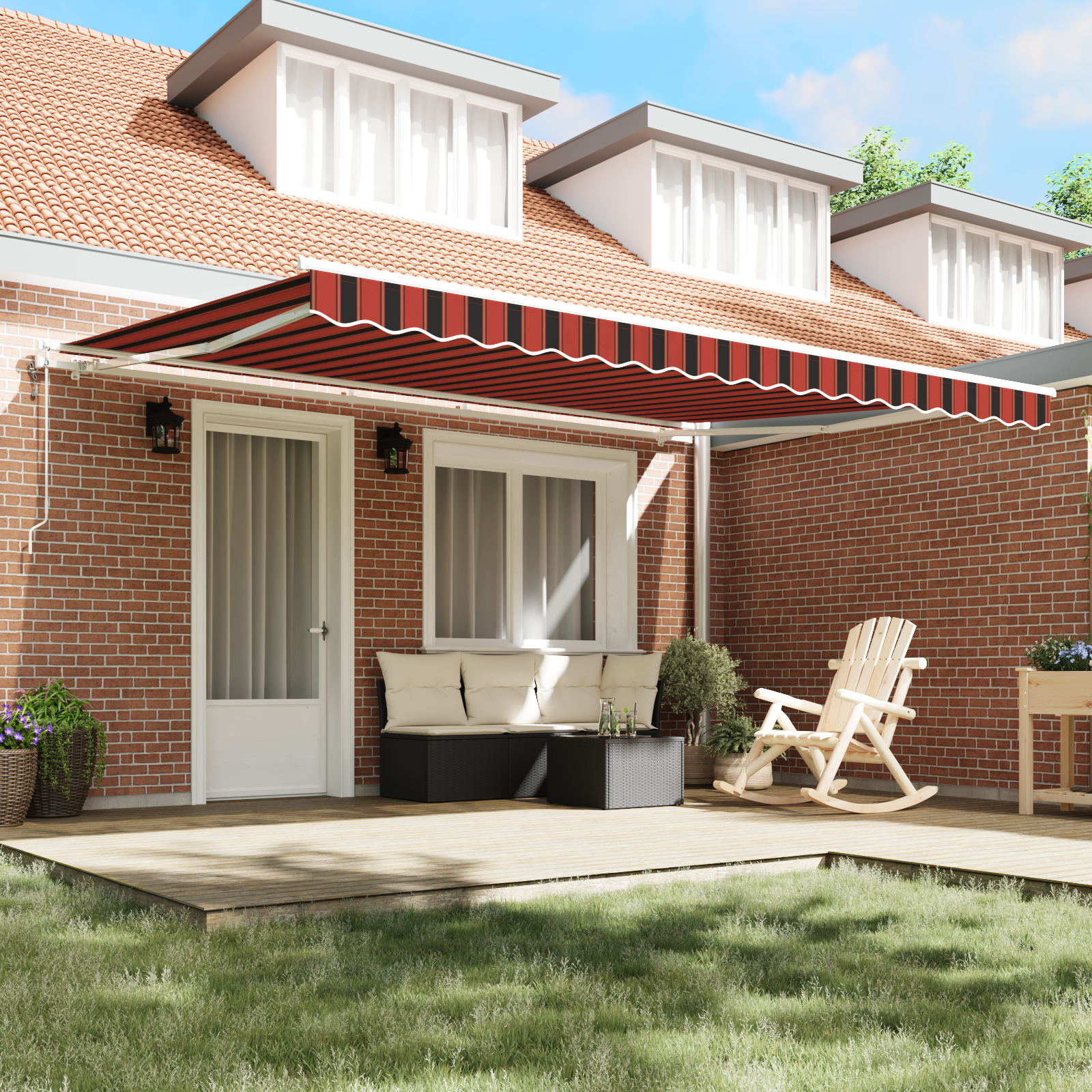 vidaXL Automatische Inklapbare Luifel Oranje en Bruin 450x300 cm