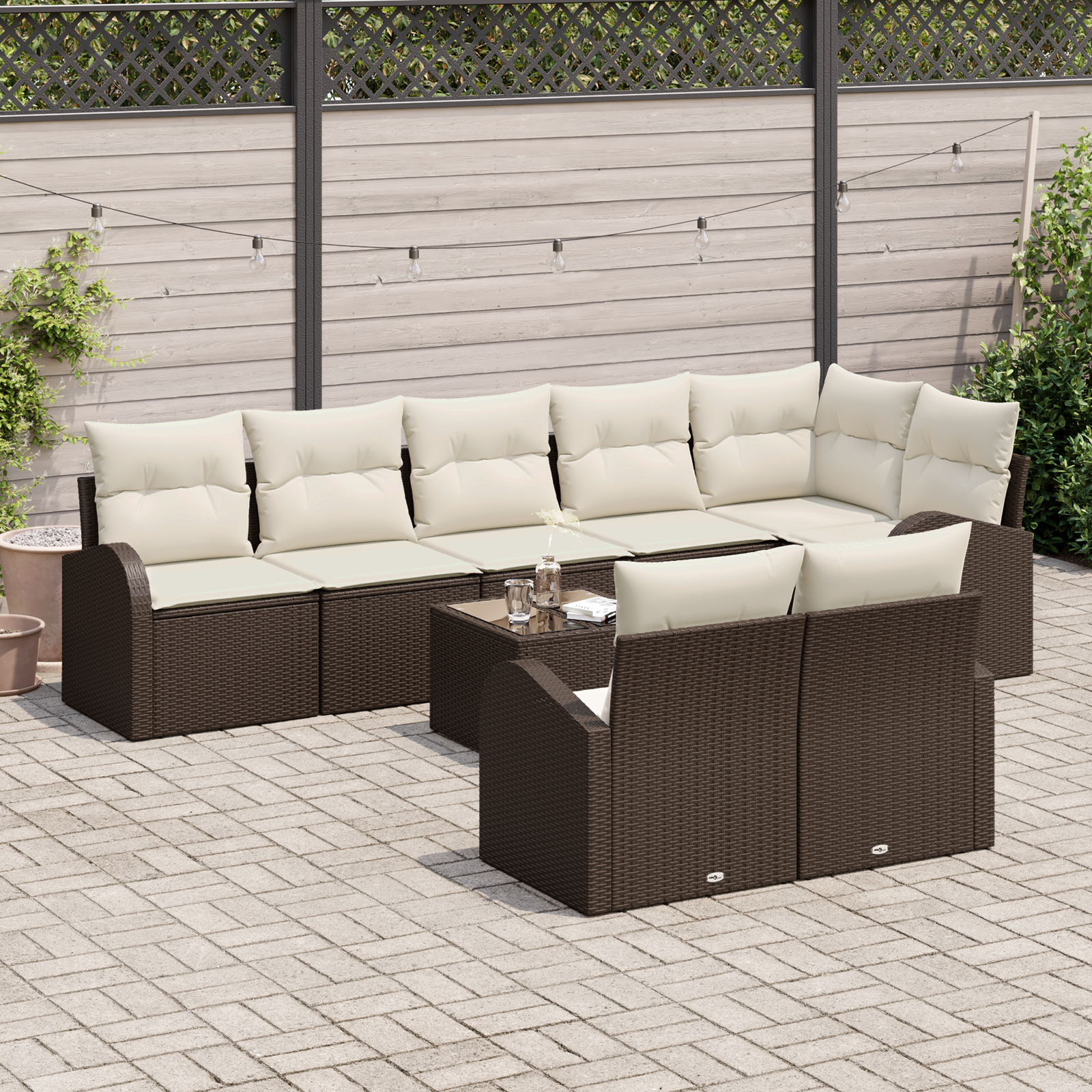 vidaXL 8-delige Tuinset met Kussens Grijs Poly Rattan