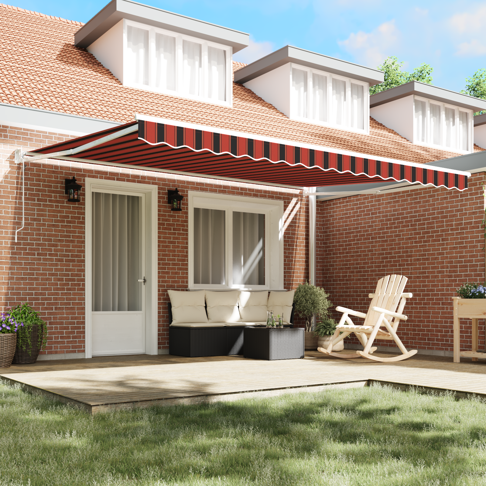 vidaXL Automatische Uittrekbare Zonwering Oranje en Bruin 450x300 cm