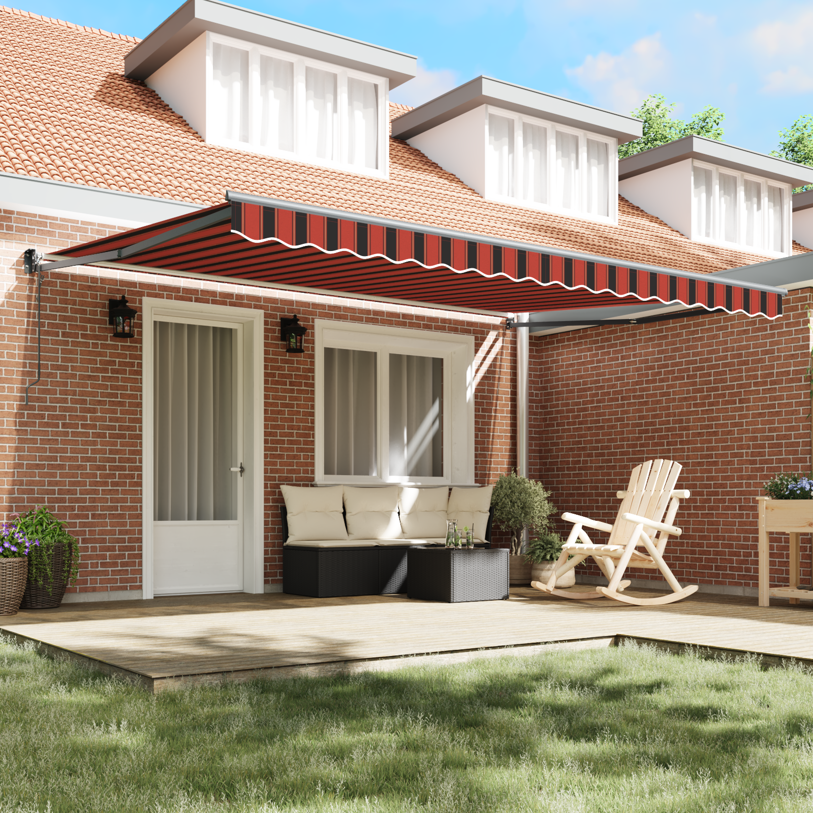 vidaXL Automatische Uittrekbare Ligbed Oranje en Bruin 450x300 cm