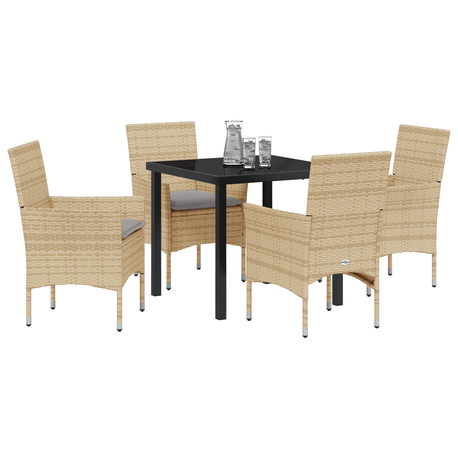 vidaXL 5-delige tuinset met kussens - Beige Poly Rattan