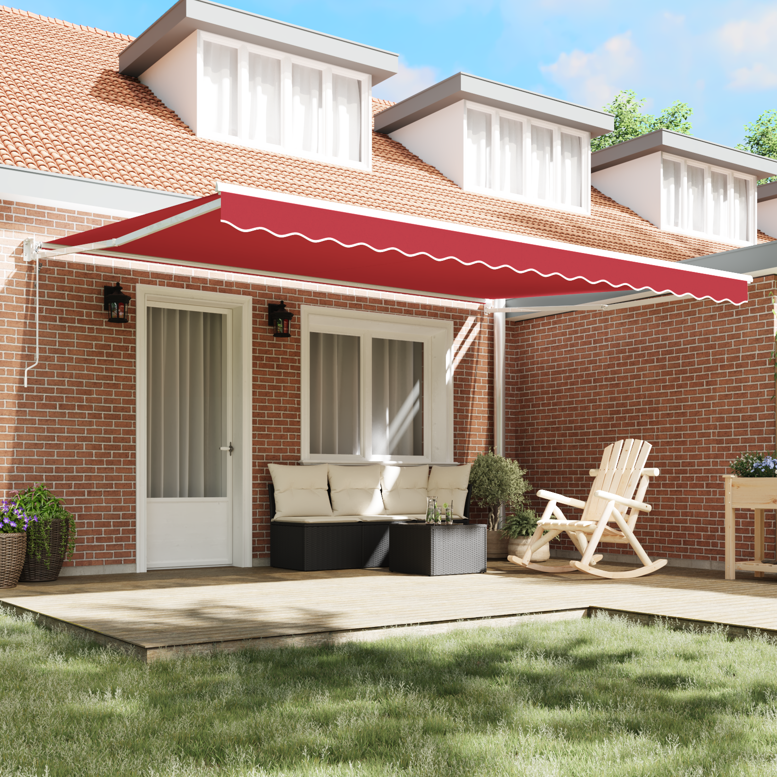 vidaXL Automatisch Inklapbaar Ligbed Rood 450x300 cm