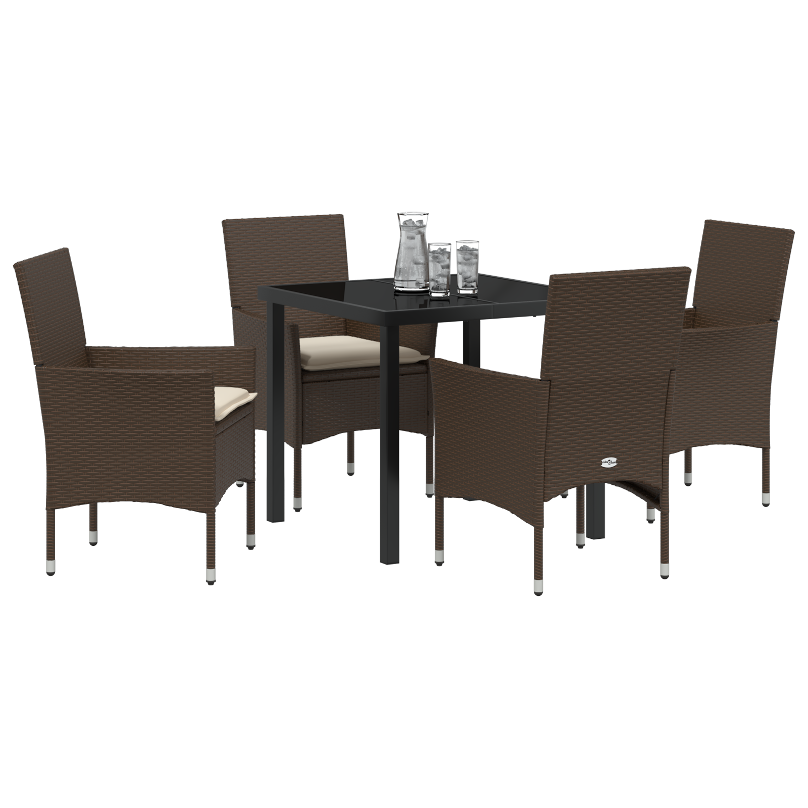 vidaXL 5-delige tuinset met kussens bruin poly rattan