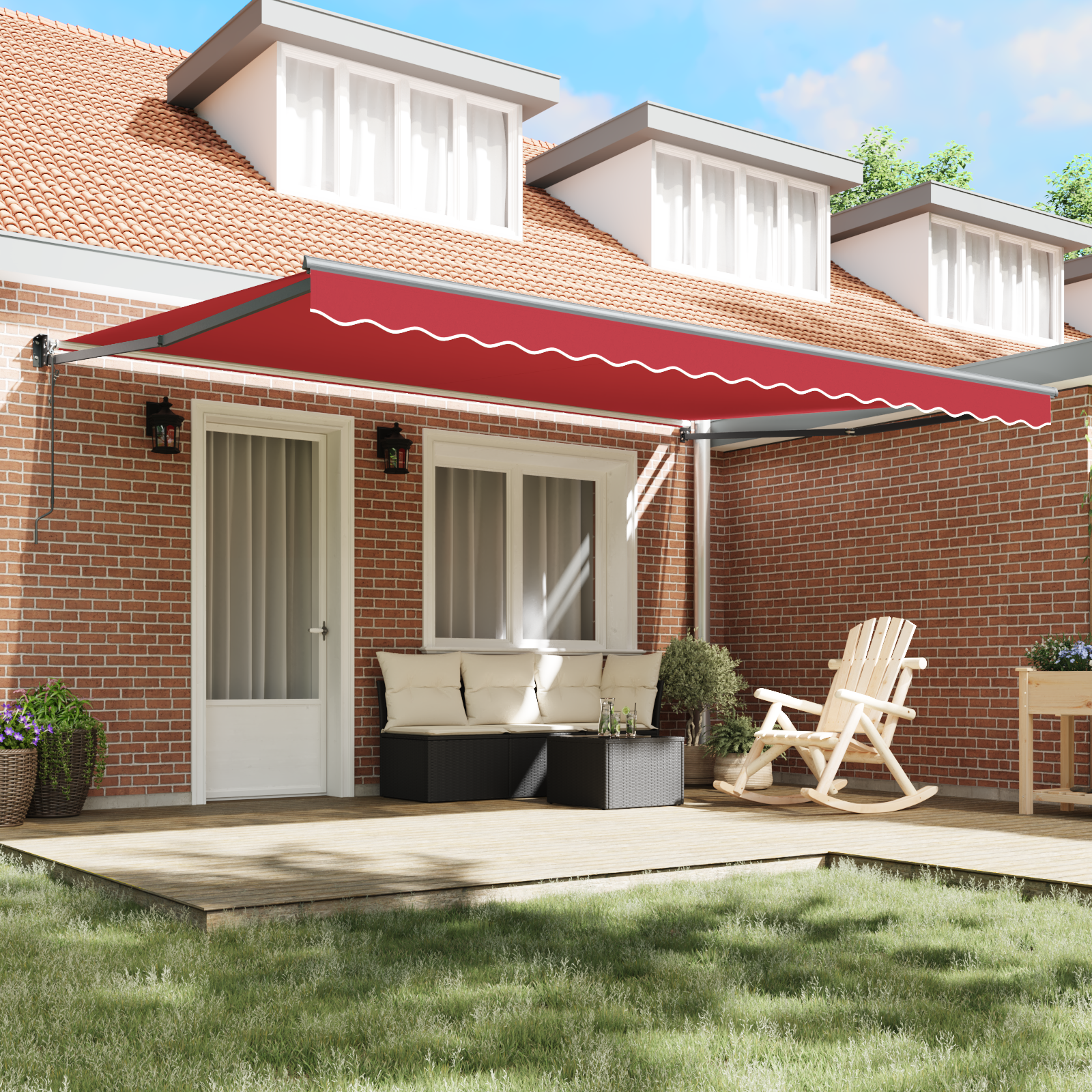 vidaXL Automatisch Uittrekbaar Ligbed Rood 450x300 cm